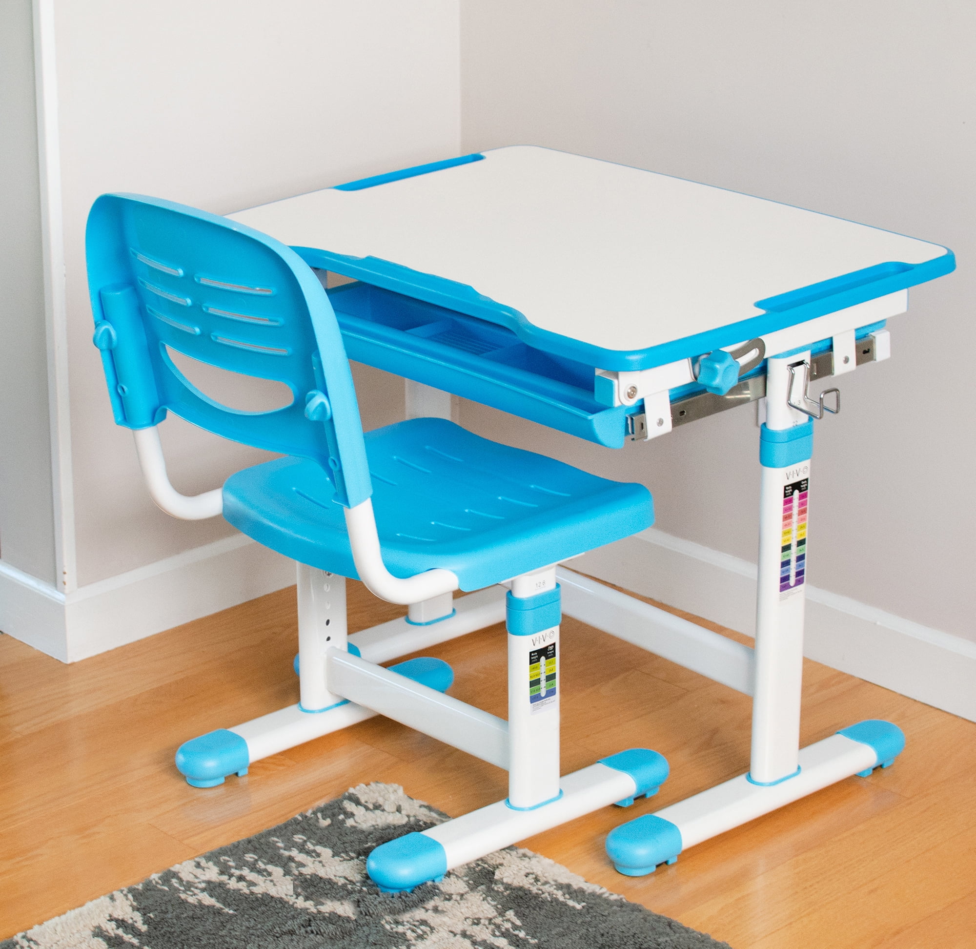VIVO Height Adjustable Childrens Desk & Chair Kids Interactive Work Station Grey