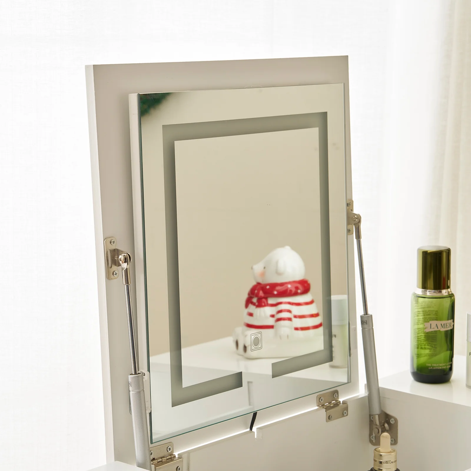 Ktaxon Vanity Set,Flip-top Mirror Dressing Table Makeup Vanity Table Writing Desk with 2 Drawers and Stool, White