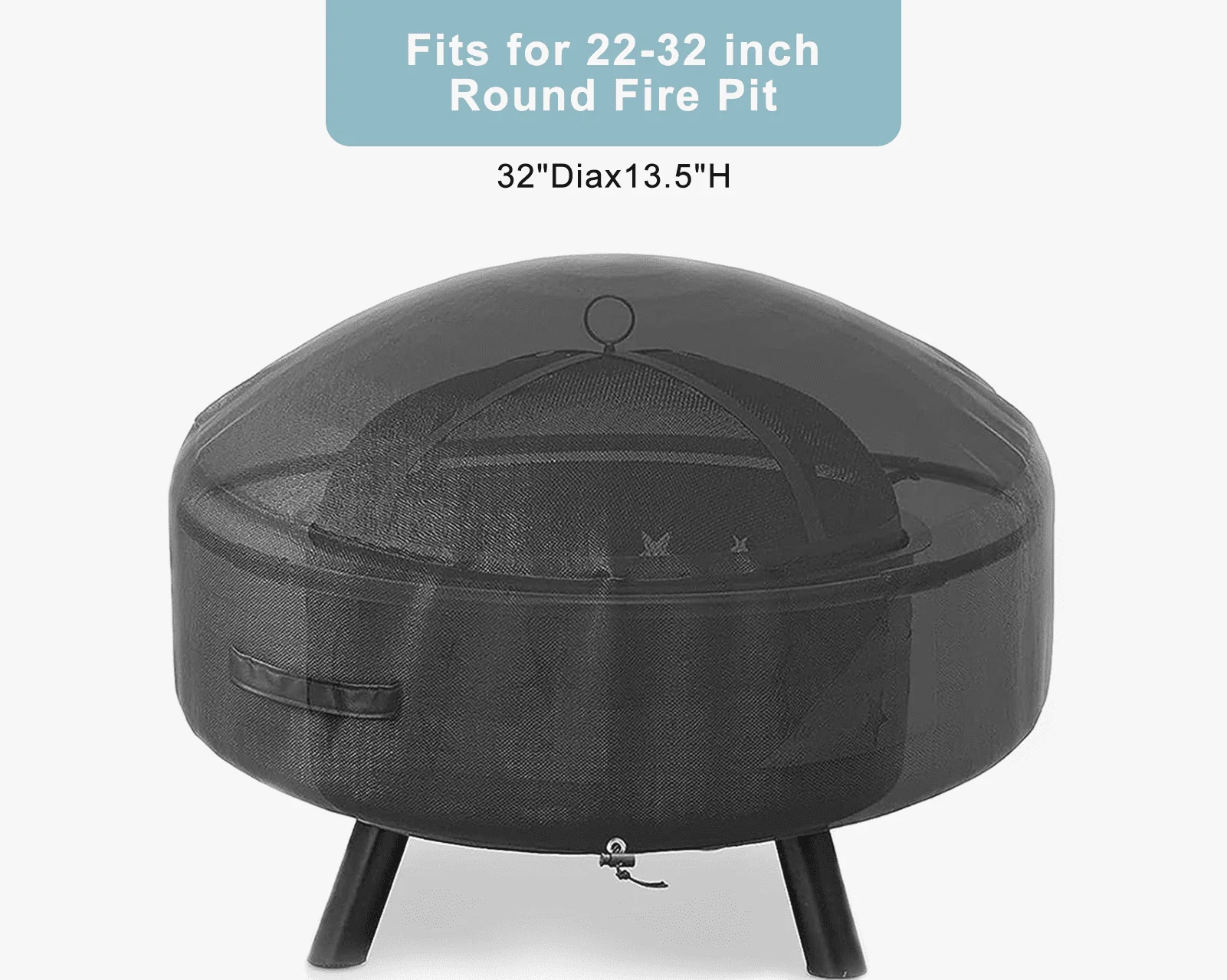 Waterproof Fire Pit Cover Round, Fits 28/30/32 inch Firepit or Fire Bowl, 32