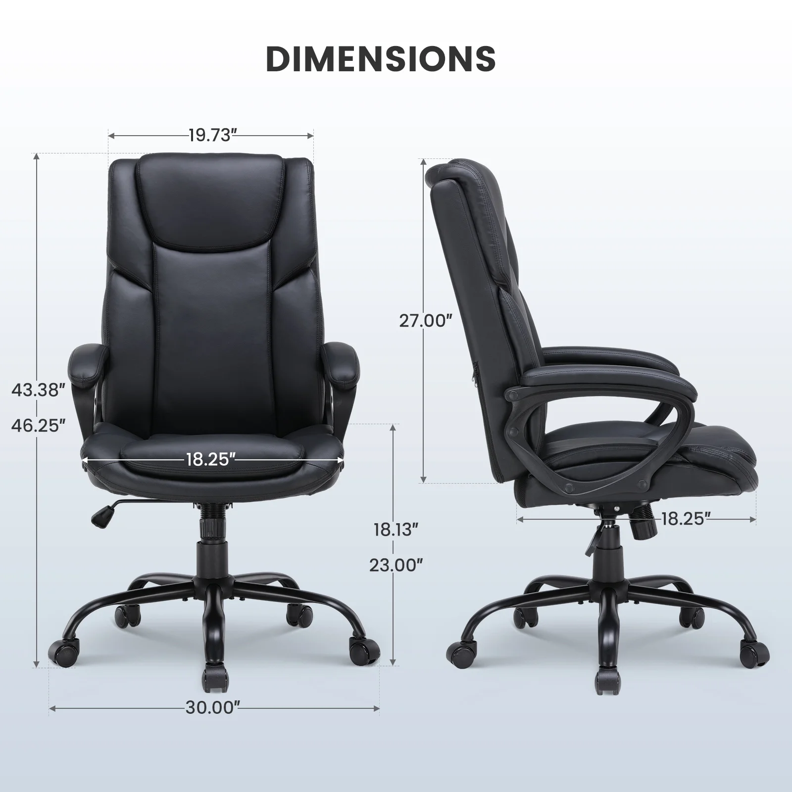 Mainstays Executive Ergonomic High Back Leather Home Office Desk Chair, Black
