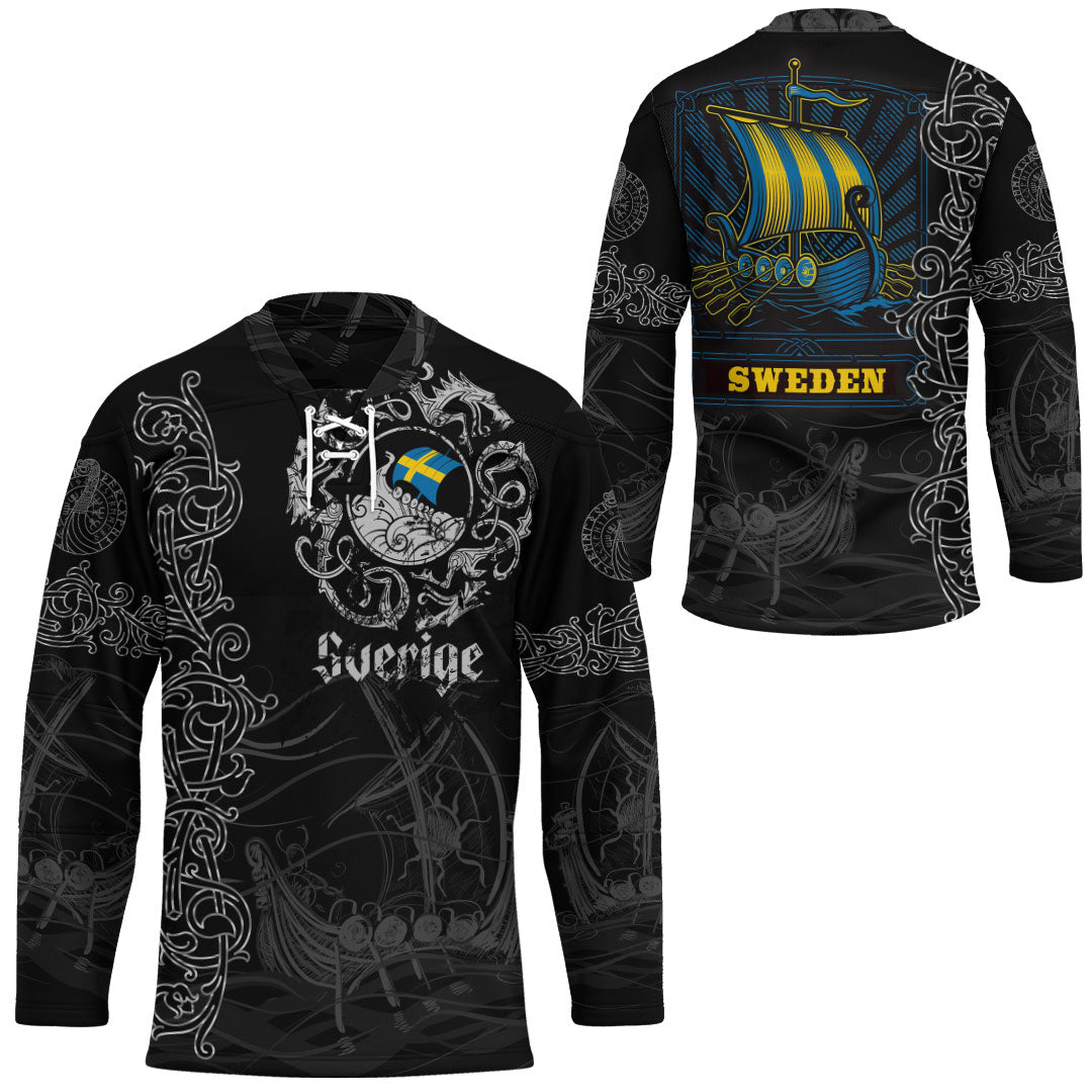 Viking Clothing Viking Drakkar Sweden Warship Hockey Jersey RLT12