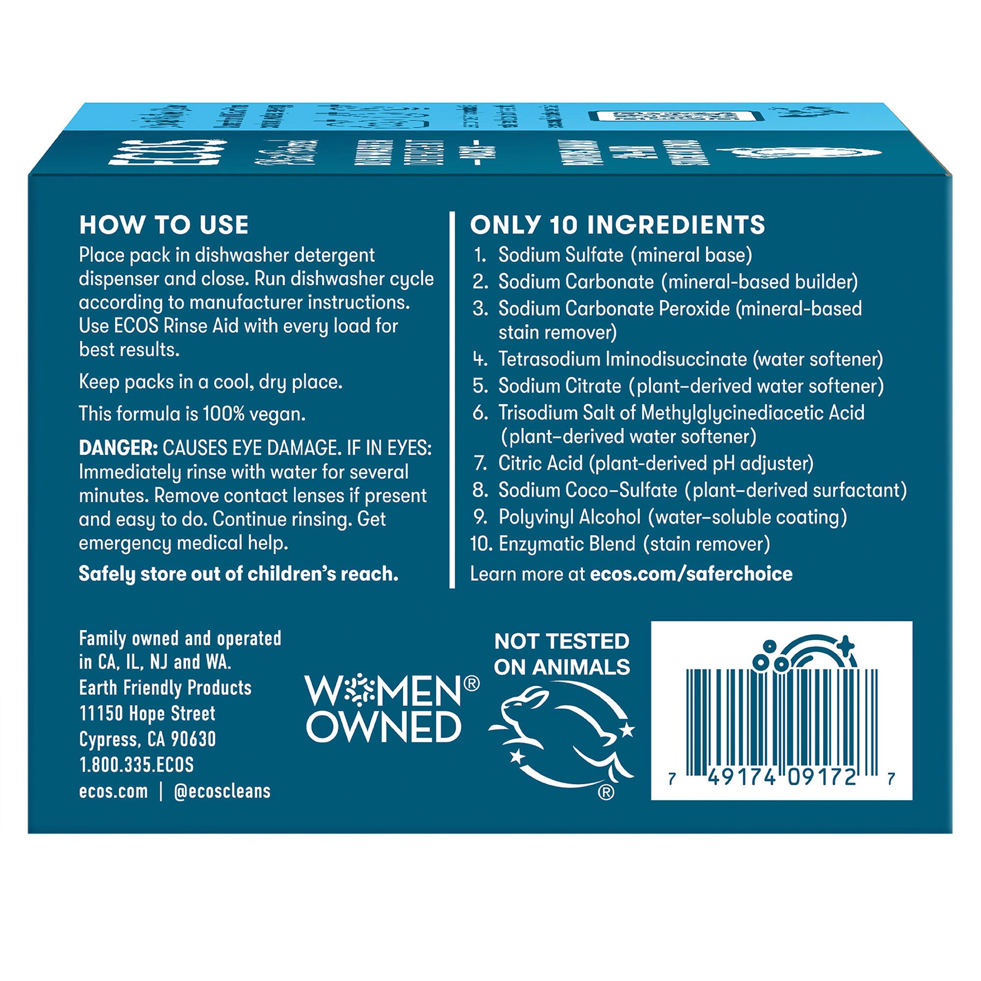 ECOS Dishwasher Detergent Packs, Free & Clear, 98-count