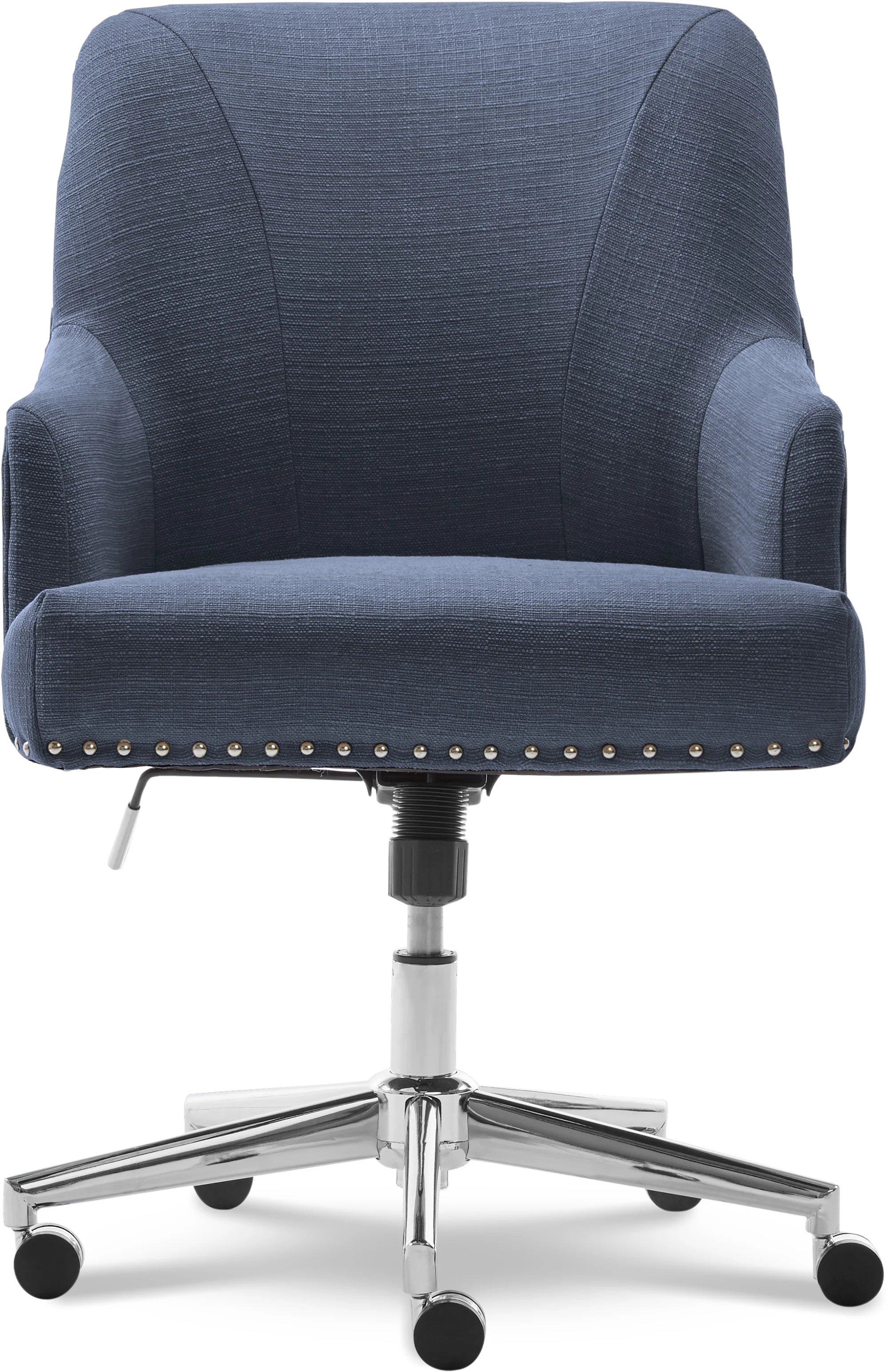 Serta Leighton Home Office Desk Chair Chrome Nailheads Twill Fabric Lilac Purple