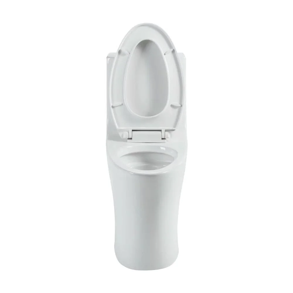 Spaco 1.1/1.6 GPF Dual Flush One-Piece Toilet, Button on Tank top S-trap 12 inches, Elongated Bowl with Soft Close Seat, Water-Saving MAP 1000g, Comfort Chair Seat ADA Height, Light Gray