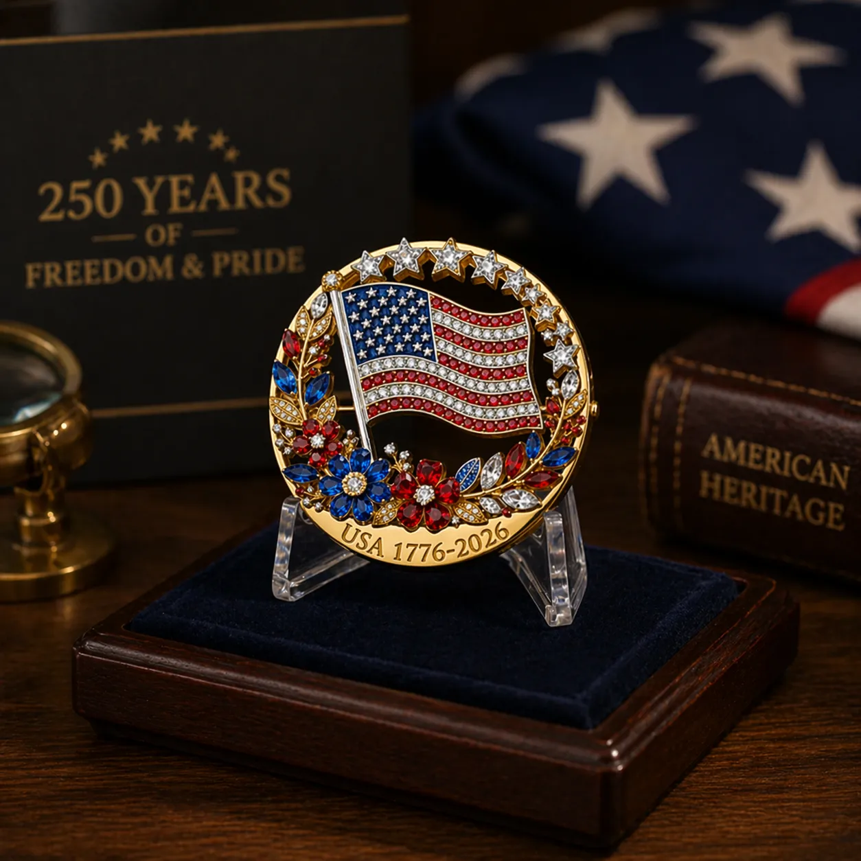 America’s 250th Anniversary Rhinestone Flag Pin
