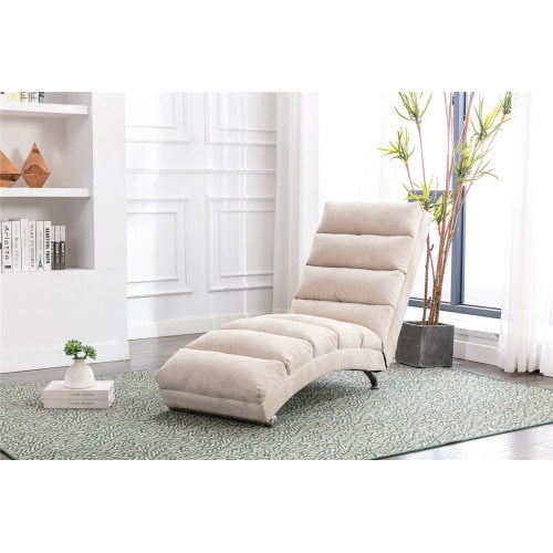 Massage Linen Chaise, Lounge Indoor Chair, Electric Recliner Chair, Sleeper Chair, Upholstered Lounge Sofa, Modern Long Lounger, for Office Bedroom or Living Room, Orange