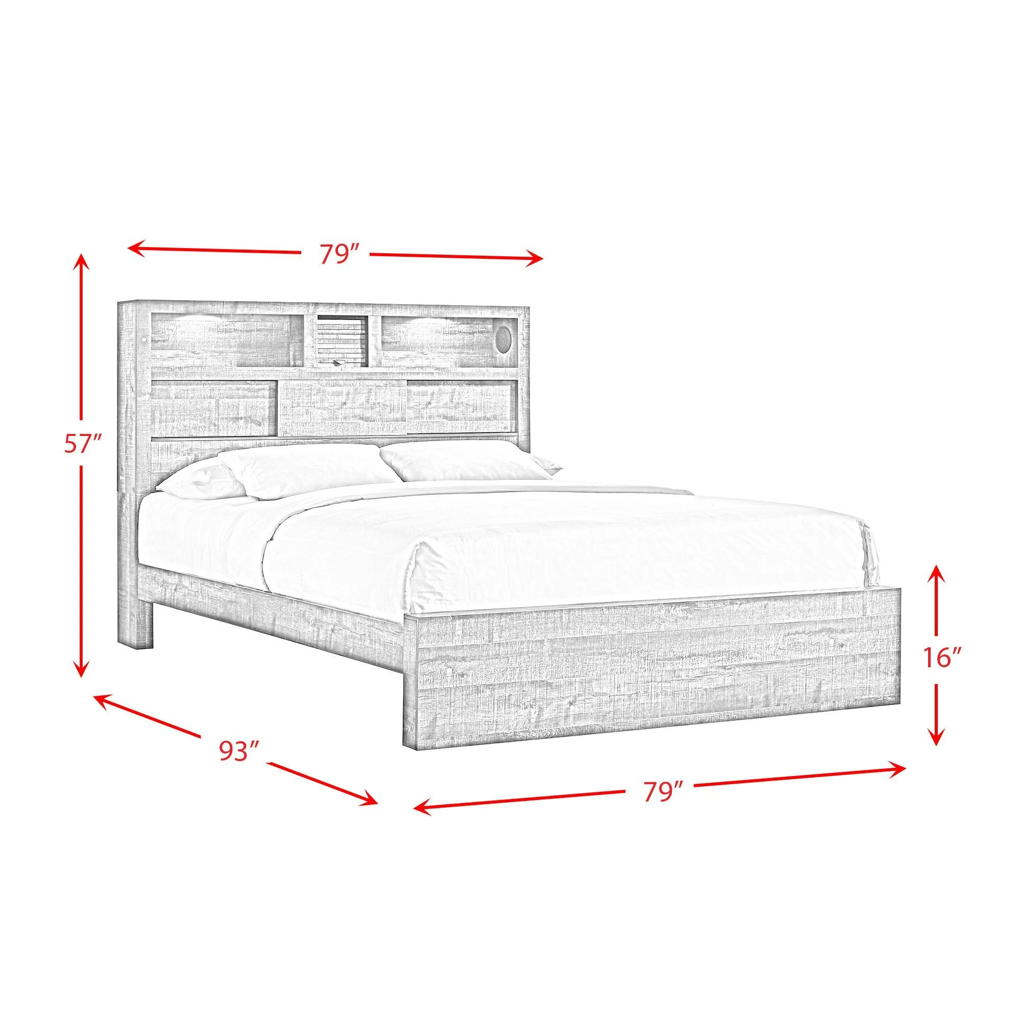 Beckett Queen Bookcase Panel 6PC Bedroom Set with Bluetooth