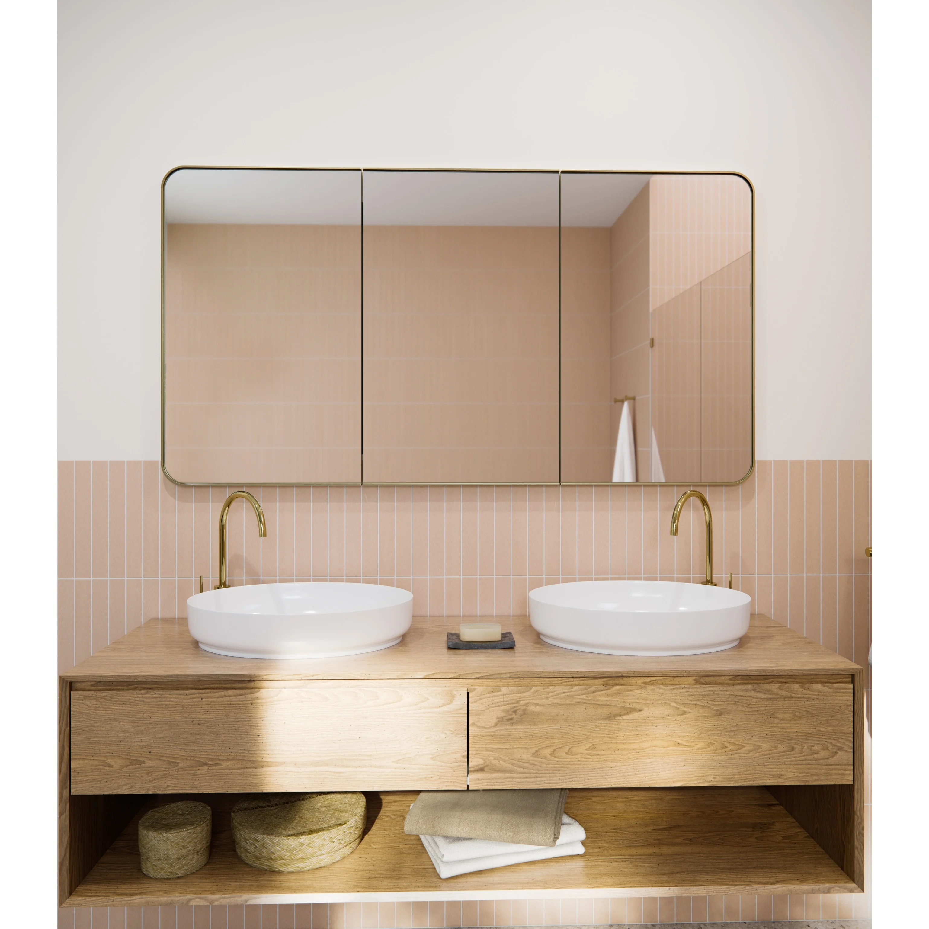 Glass Warehouse Stainless Steel Square Medicine Cabinet Satin Brass