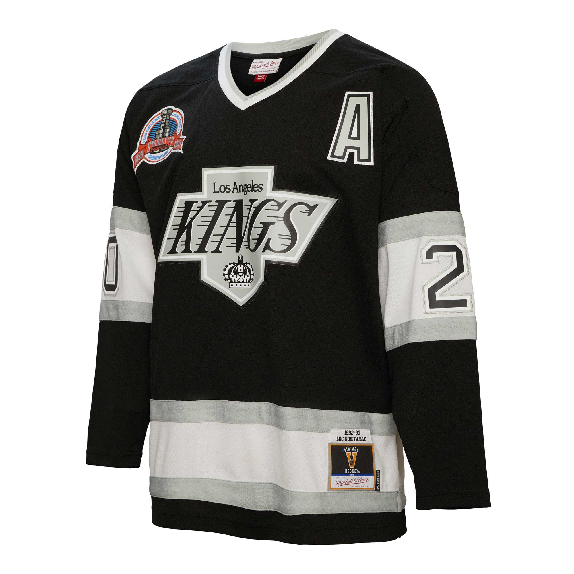 Luc Robitaille Los Angeles Kings Mitchell & Ness Alternate Captain Patch 1992/93 Blue Line   Jersey – Black