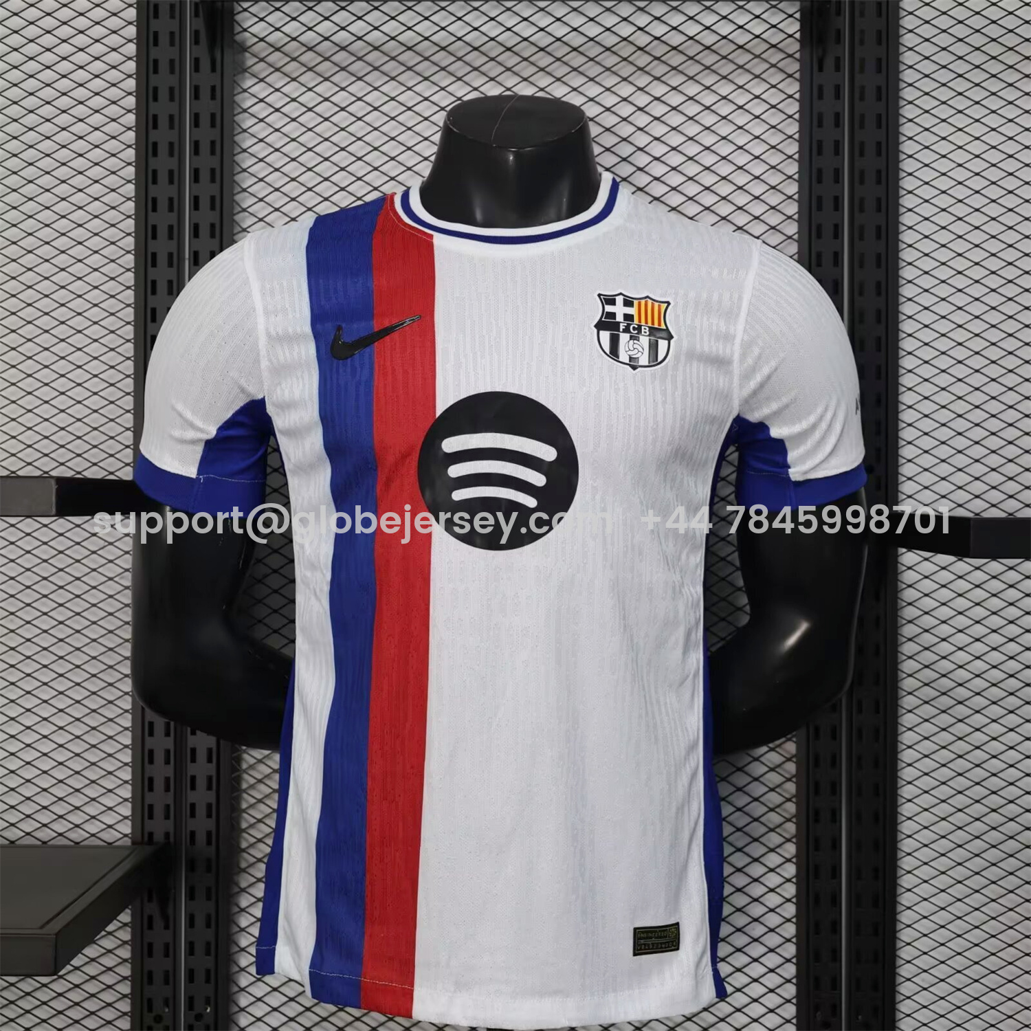 Barcelona 25-26 Red And Blue Vertical Stripes Special White Jersey - Player Version