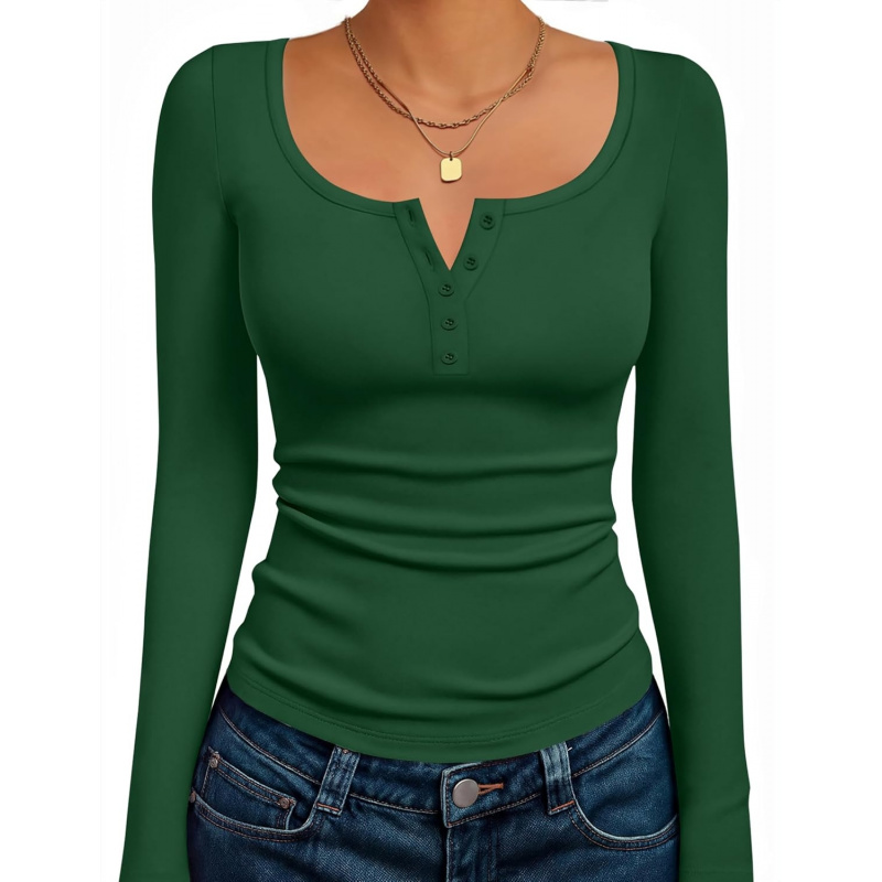 Women's Long Sleeve Henley T Shirts