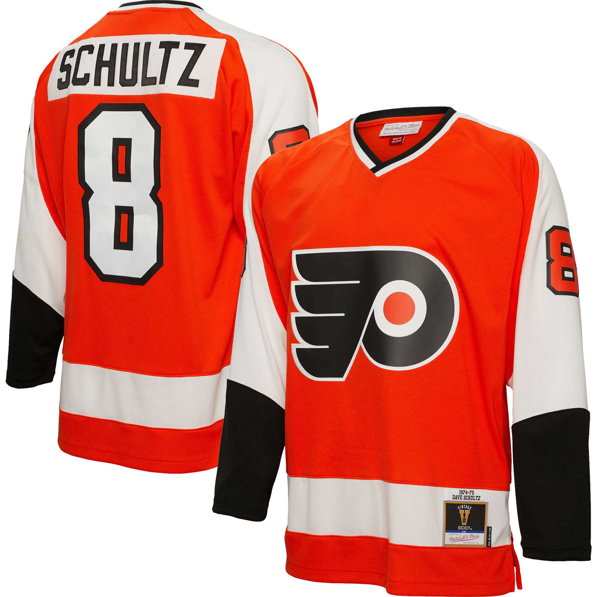 Dave Schultz Philadelphia Flyers Mitchell & Ness  1974/75 Blue Line   Jersey – Orange