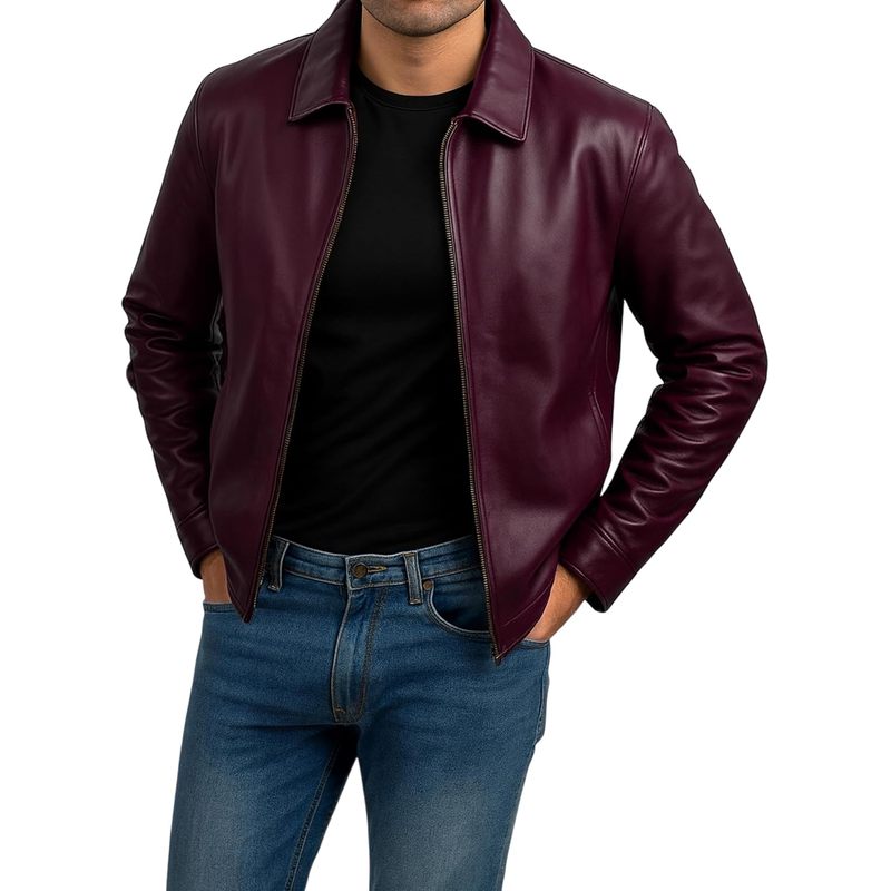 Collar Premium Leather Jacket Men