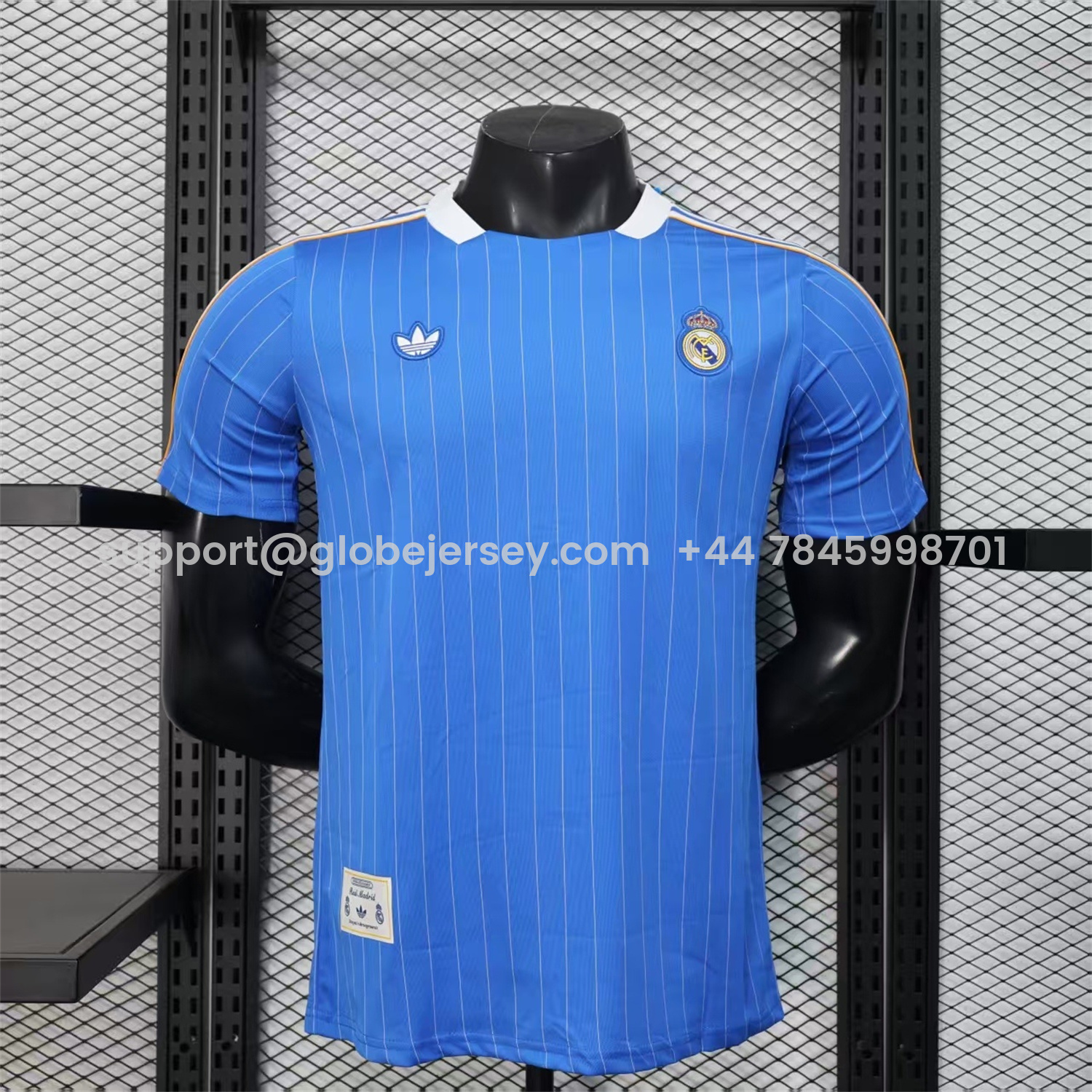 Real Madrid 25-26 Trefoil White Lines Blue Travel Jersey - Player Version