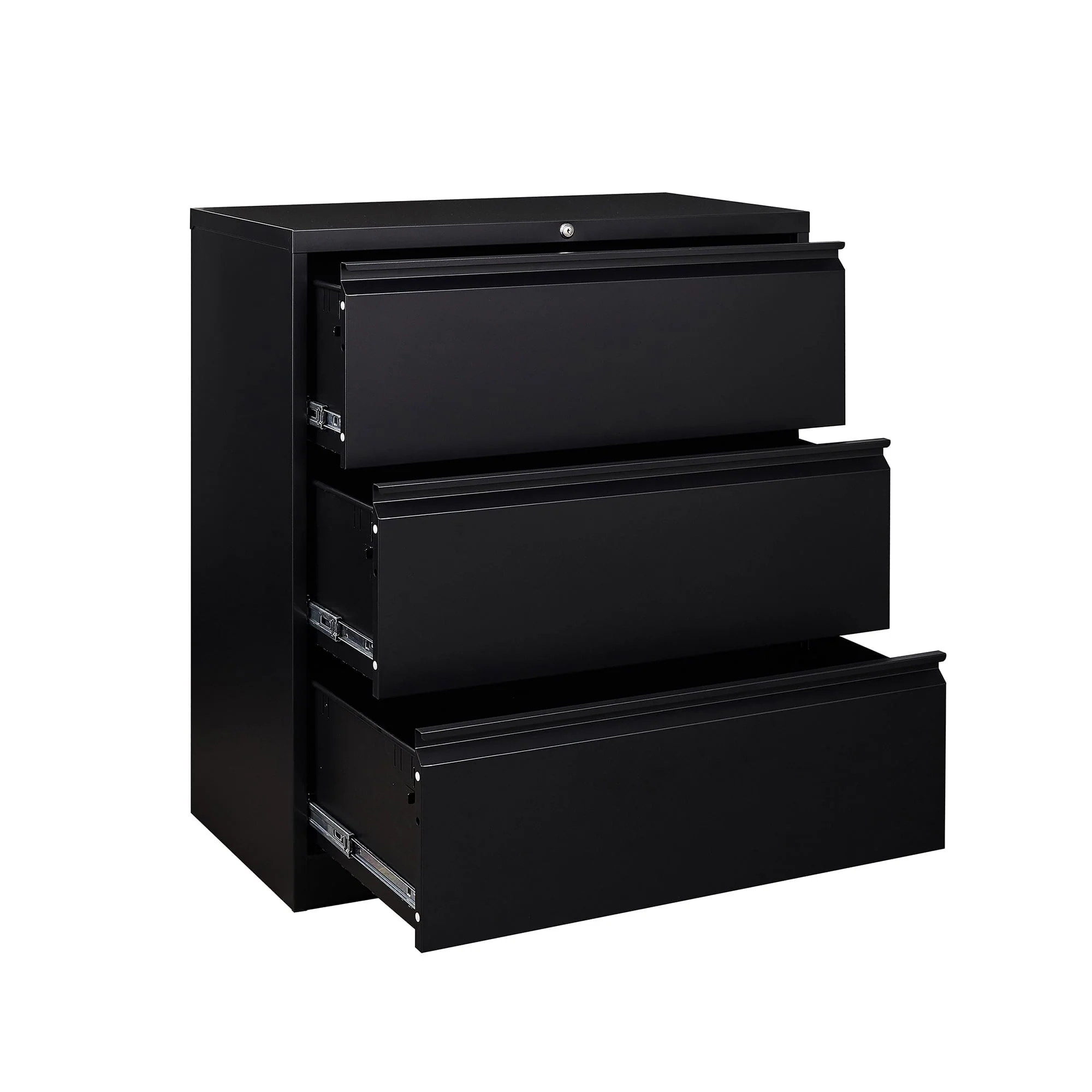 AOBABO 3 Drawer Metal Lateral File Storage Cabinet,Letter/Legal/A4 Size Locking Steel Filing Storage Cabinet for Office,Black,Assembly Required