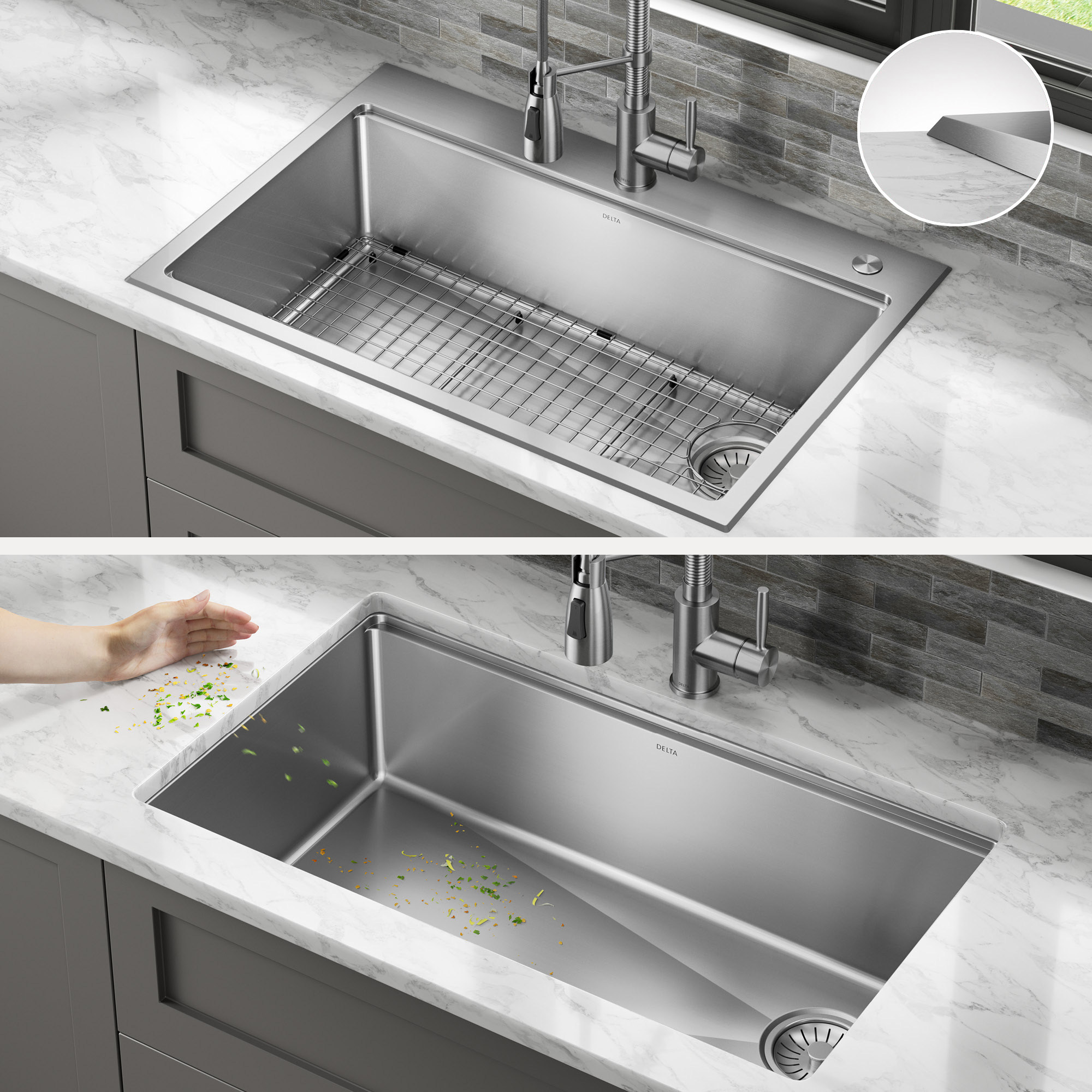 Delta 33” Stainless Steel Dual Mount Single Bowl Kitchen Sink