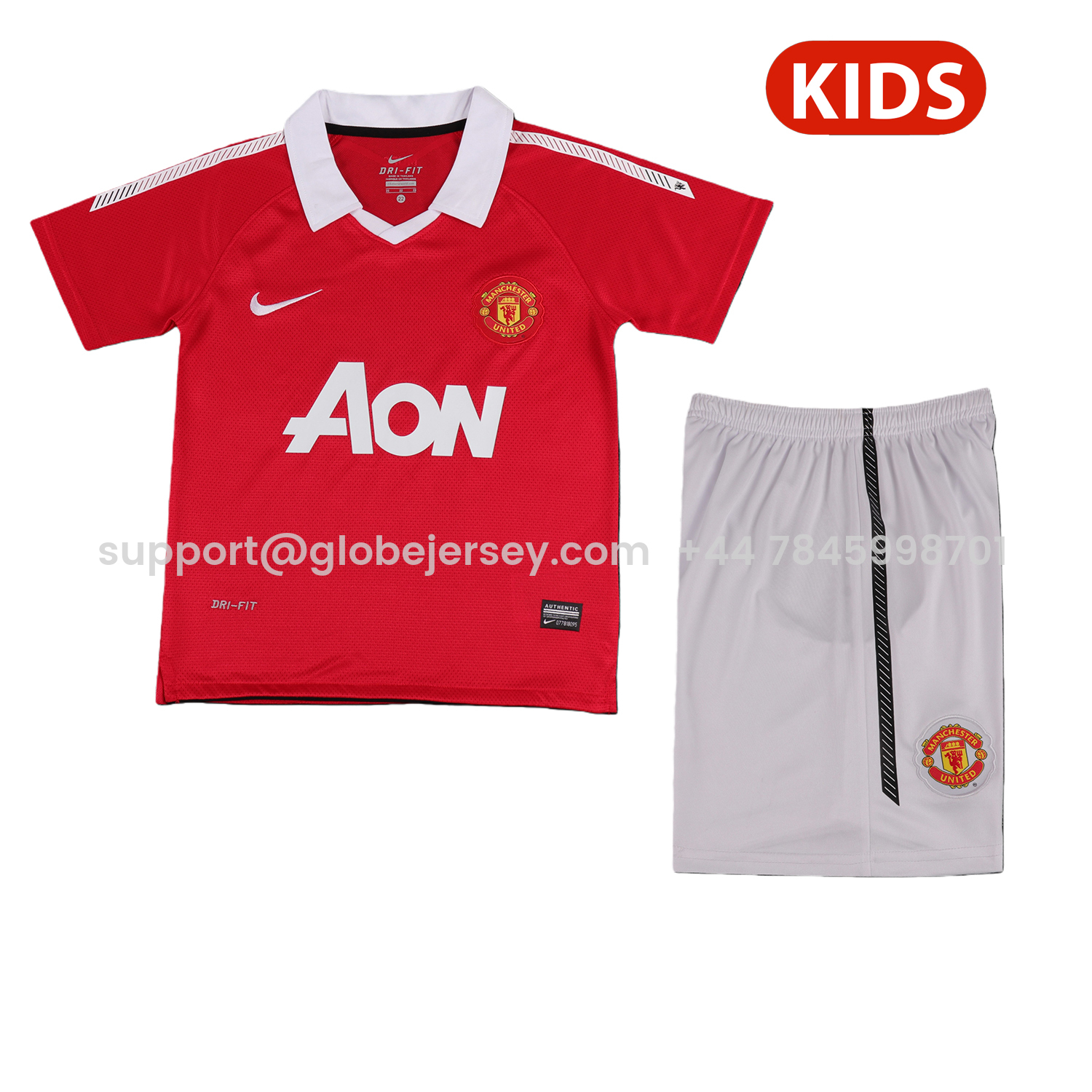 Retro Manchester United 2010-11 Home Kids Kit