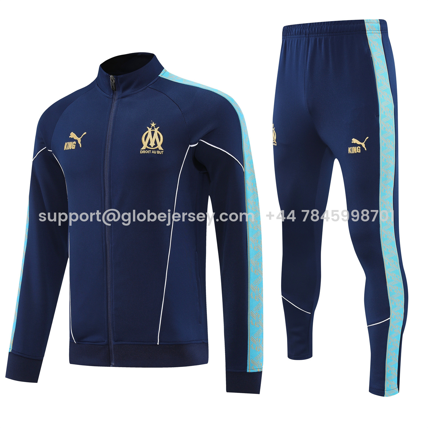 Marseille 25-26 Long Sleeve Training Set - Dark Blue Top & Pants