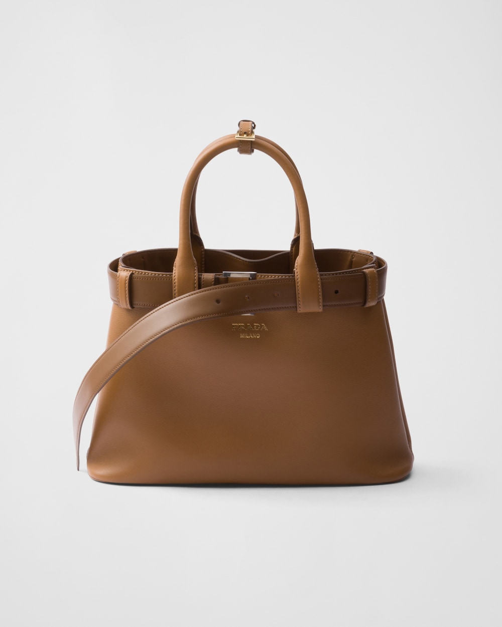 Buckle Small Leather Handbag With Belt