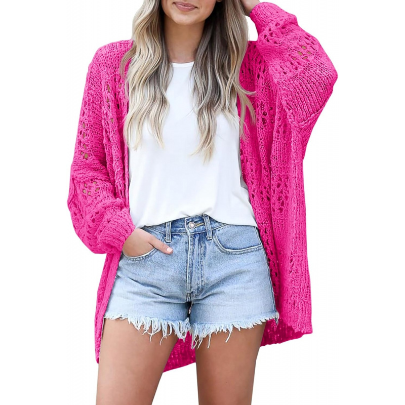 Women's Crochet Cardigan Sweater Kimonos Boho Solid