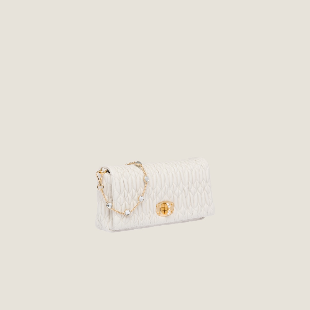 Miu Crystal Cloqué Nappa leather bag