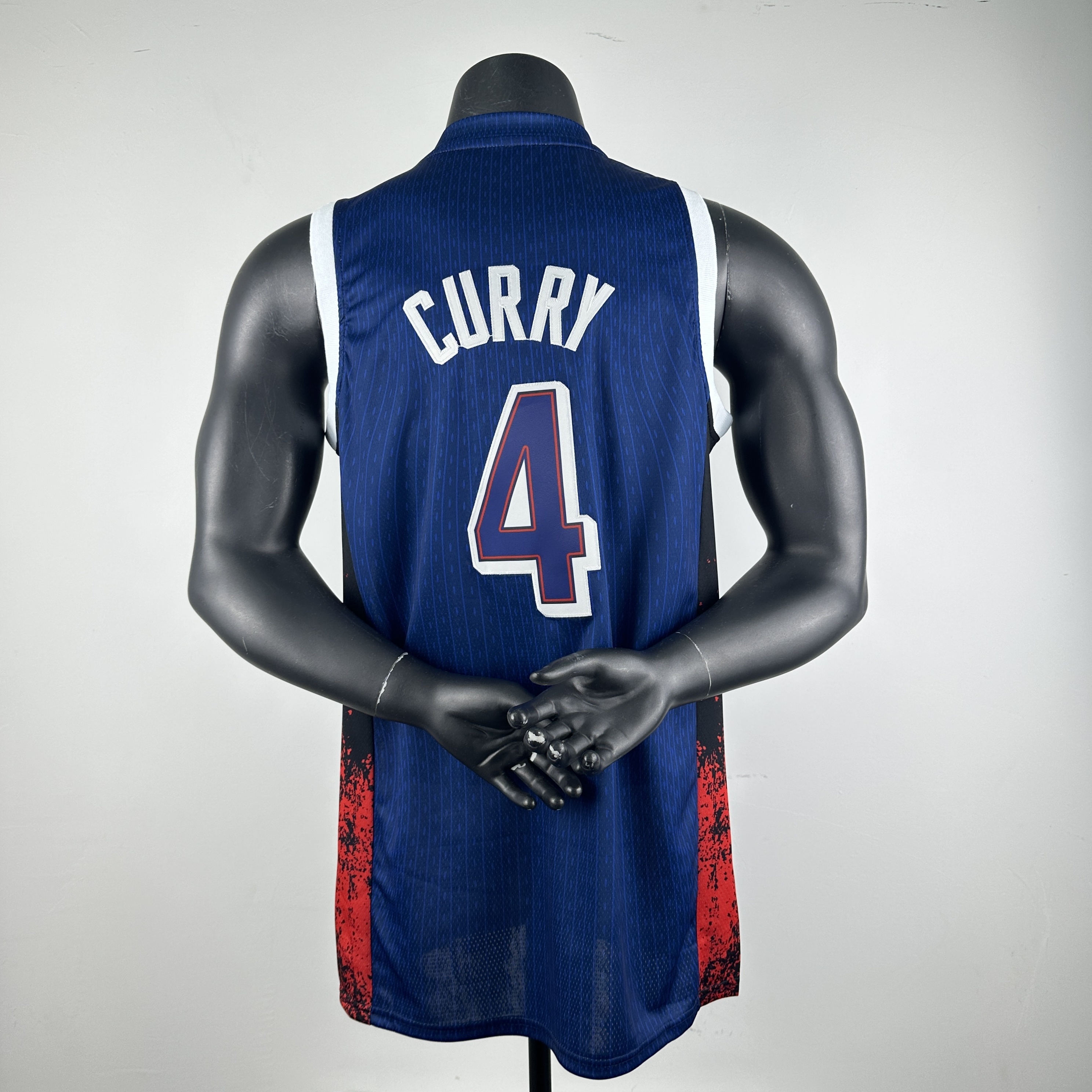 Embroidered 24th season USA team navy blue No. 4 Curry