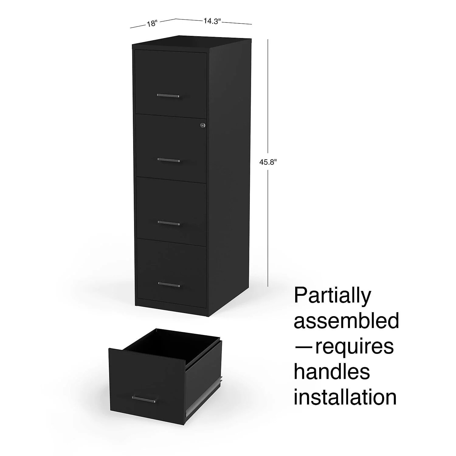 Staples 4-Drawer Vertical File Cabinet Locking Letter Black 18