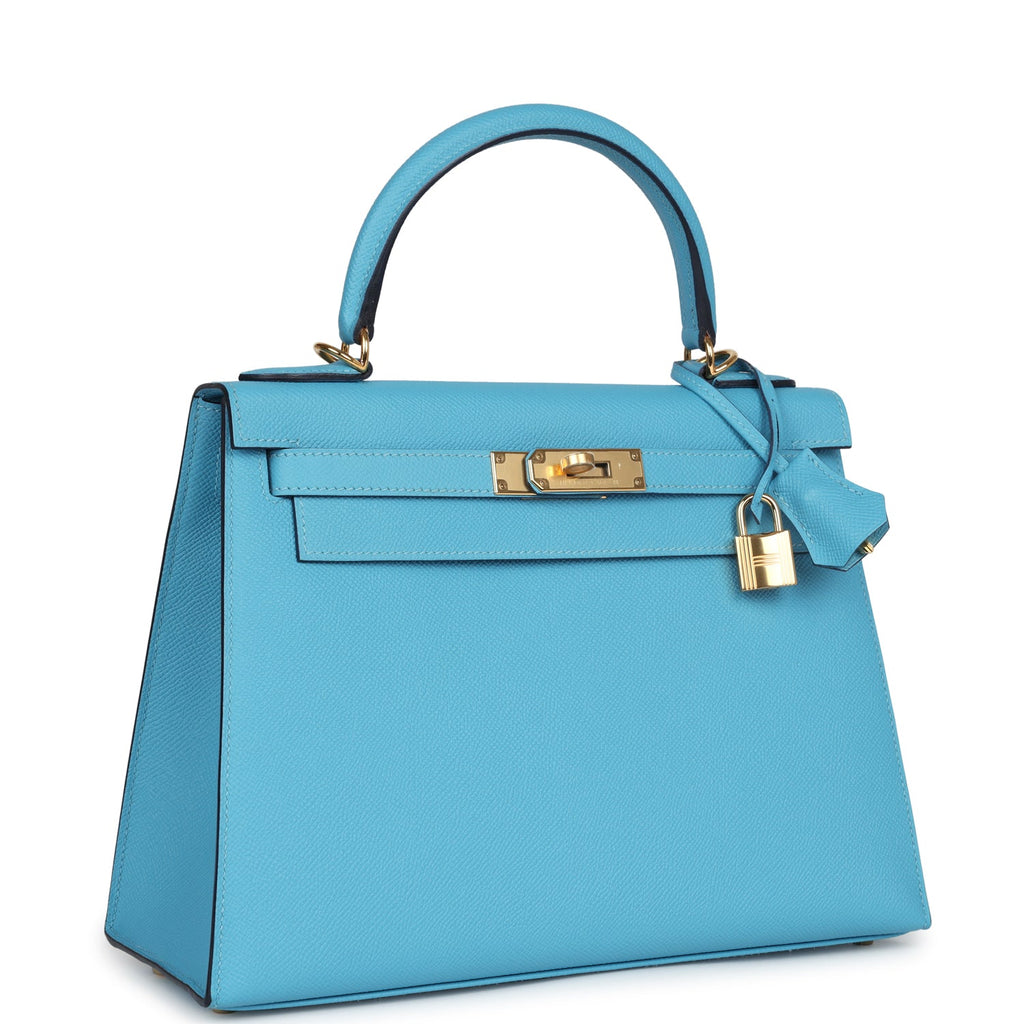 Kelly Sellier 28 Bleu du Nord Epsom Gold Hardware
