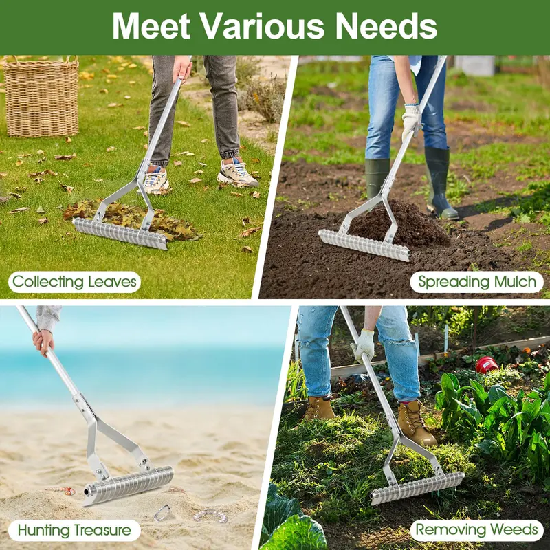 20-Inch Thatch Rake for Lawn Aeration – Dethatching Tool to Remove Dead Grass and Loosen Compacted Soil