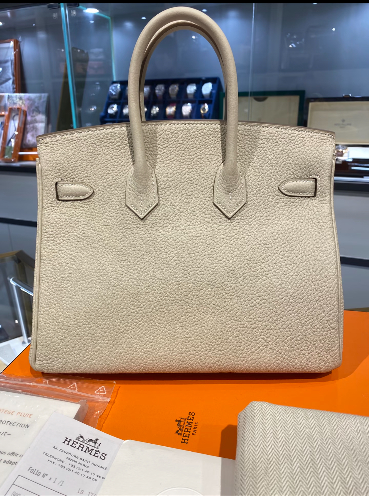 Hermès Birkin 25-35 Craie Cream White Togo Leather Custom