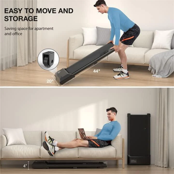 DeerRun Under Desk Treadmill, 35.5*15.5 Walking Area Walking Pad for Home/Office, Portable Walking Treadmill 2.5HP, 2 in 1 Electric Desk Treadmill with Remote Control and LED Display