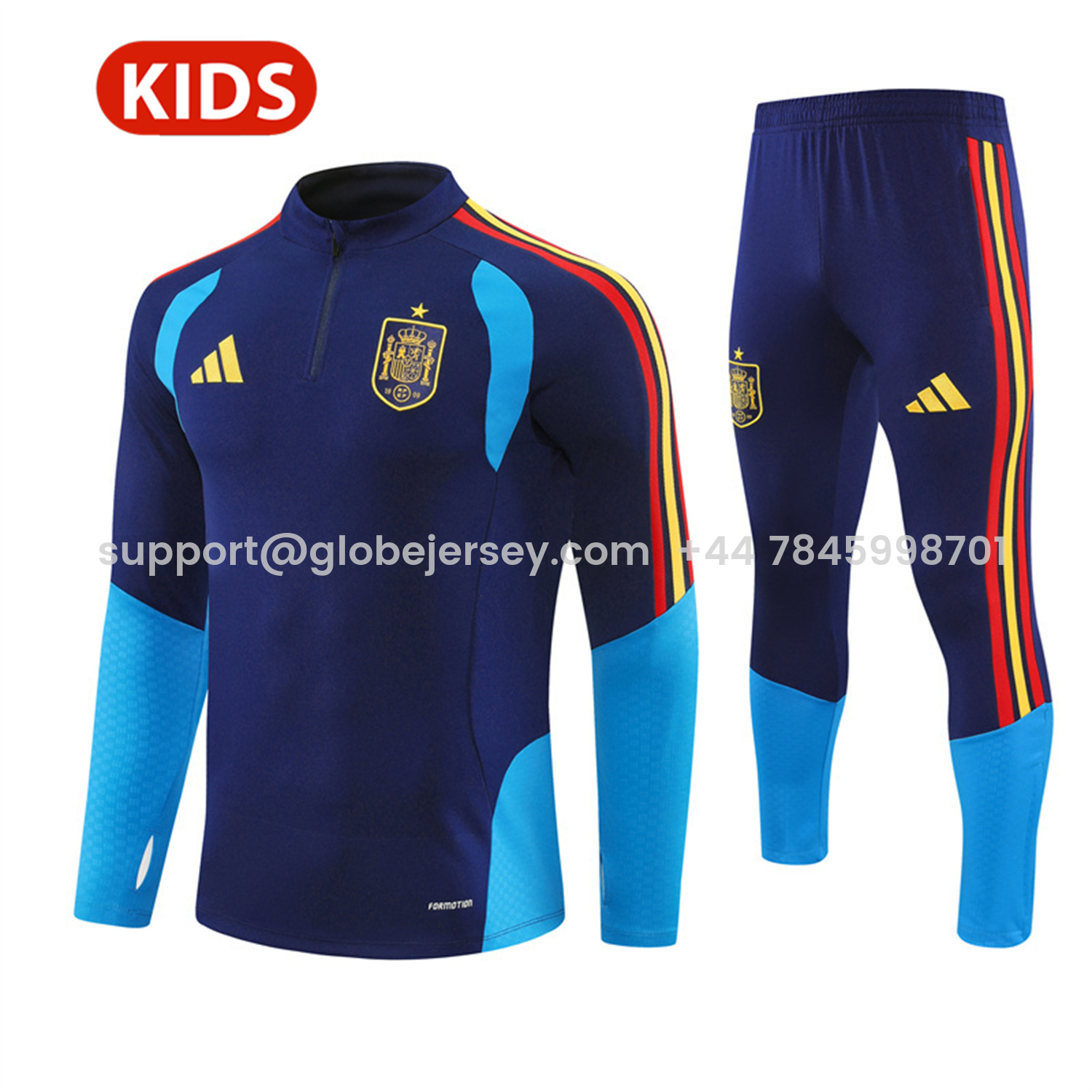 Spain 2026 Kids Long Sleeve Training Set - Royal Blue Top & Pants