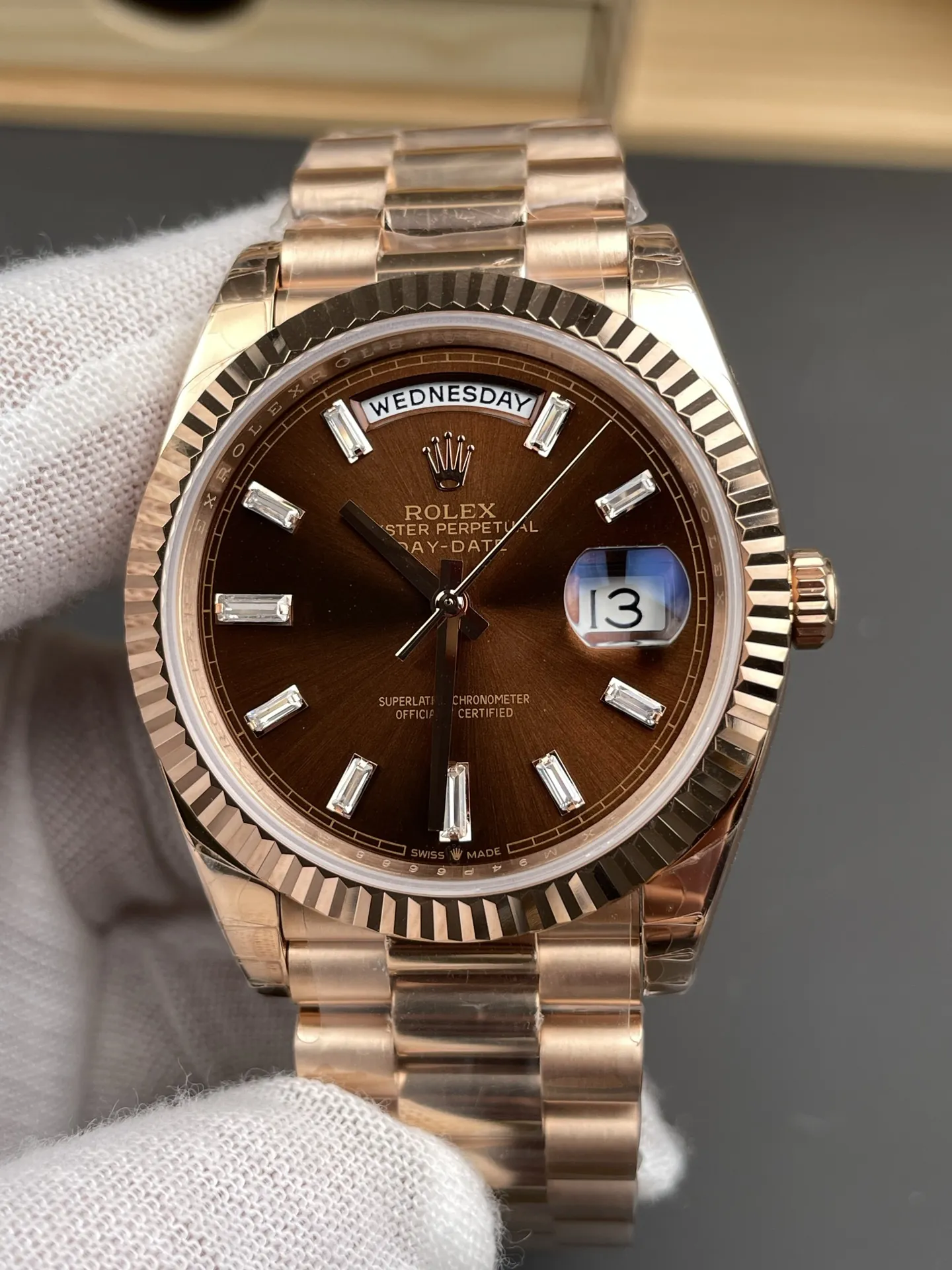 Rolex Day-Date Coffee Baguette Diamond 40mm