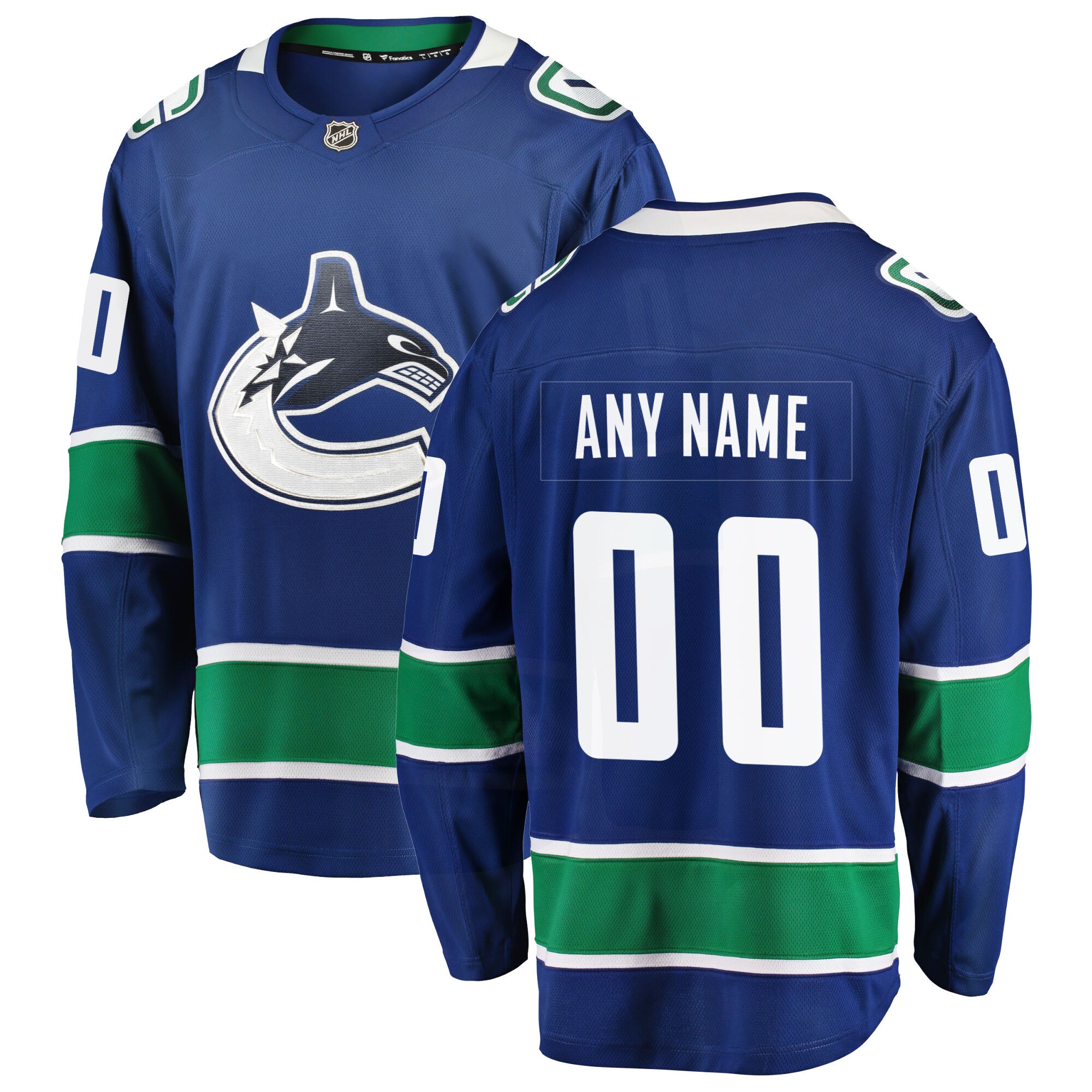 Vancouver Canucks Fanatics Home Team Breakaway Custom Jersey – Blue