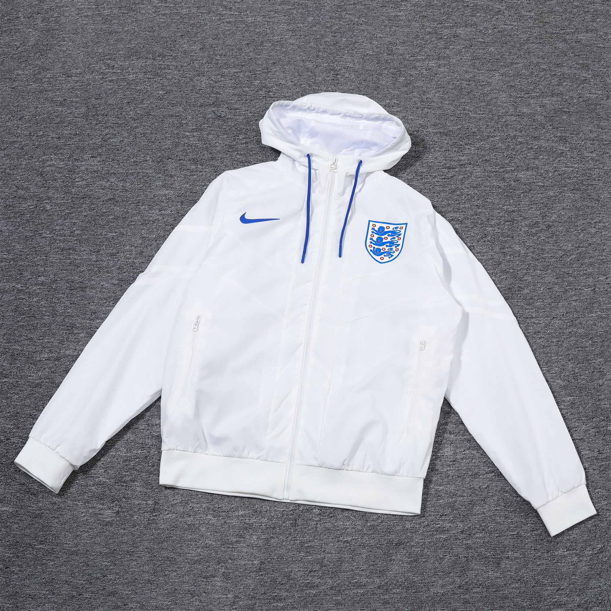 England 2024 National Team Anthem White Hooded Windbreaker - Player Version