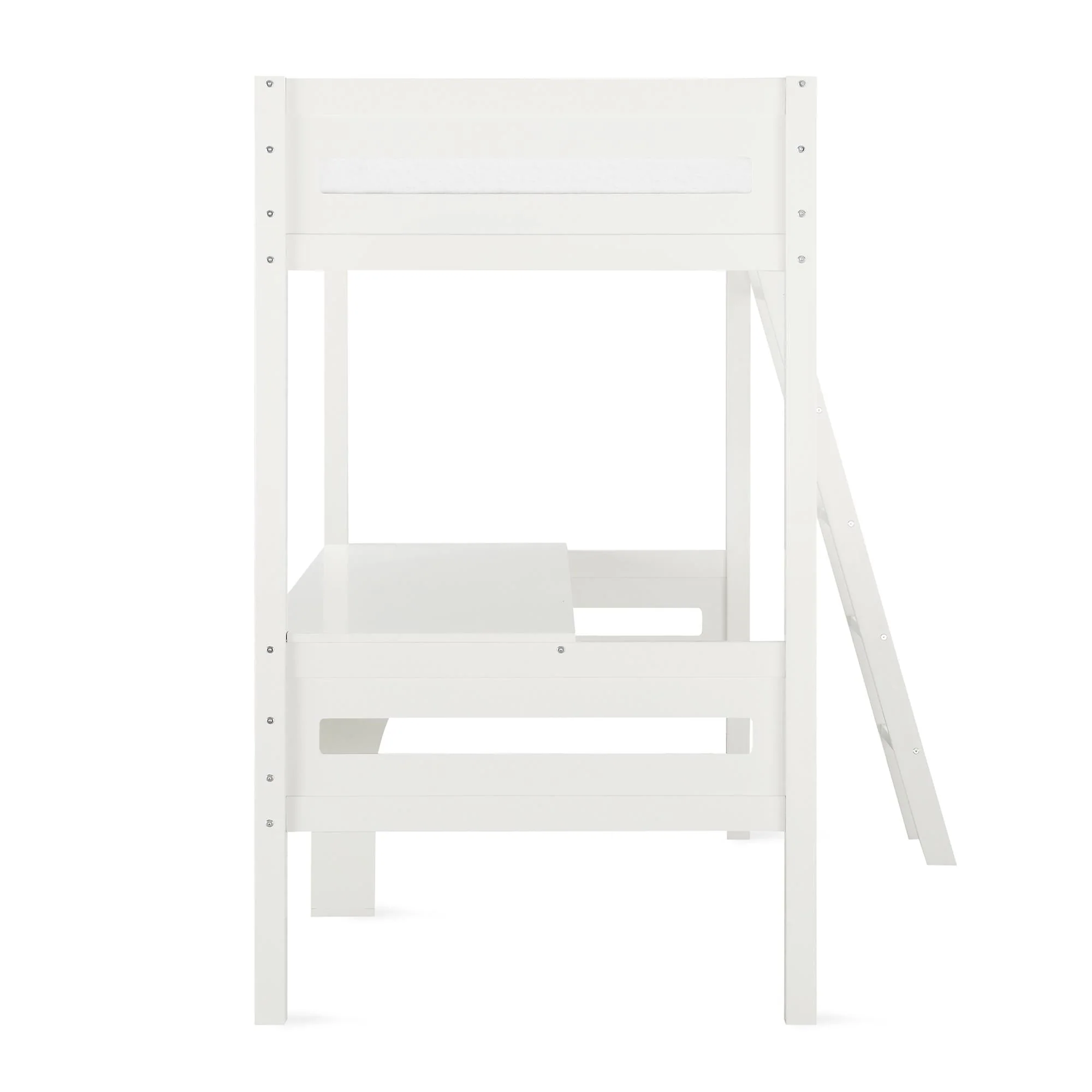 Teen Novogratz Lennon Twin Size Loft Bed with Desk, White