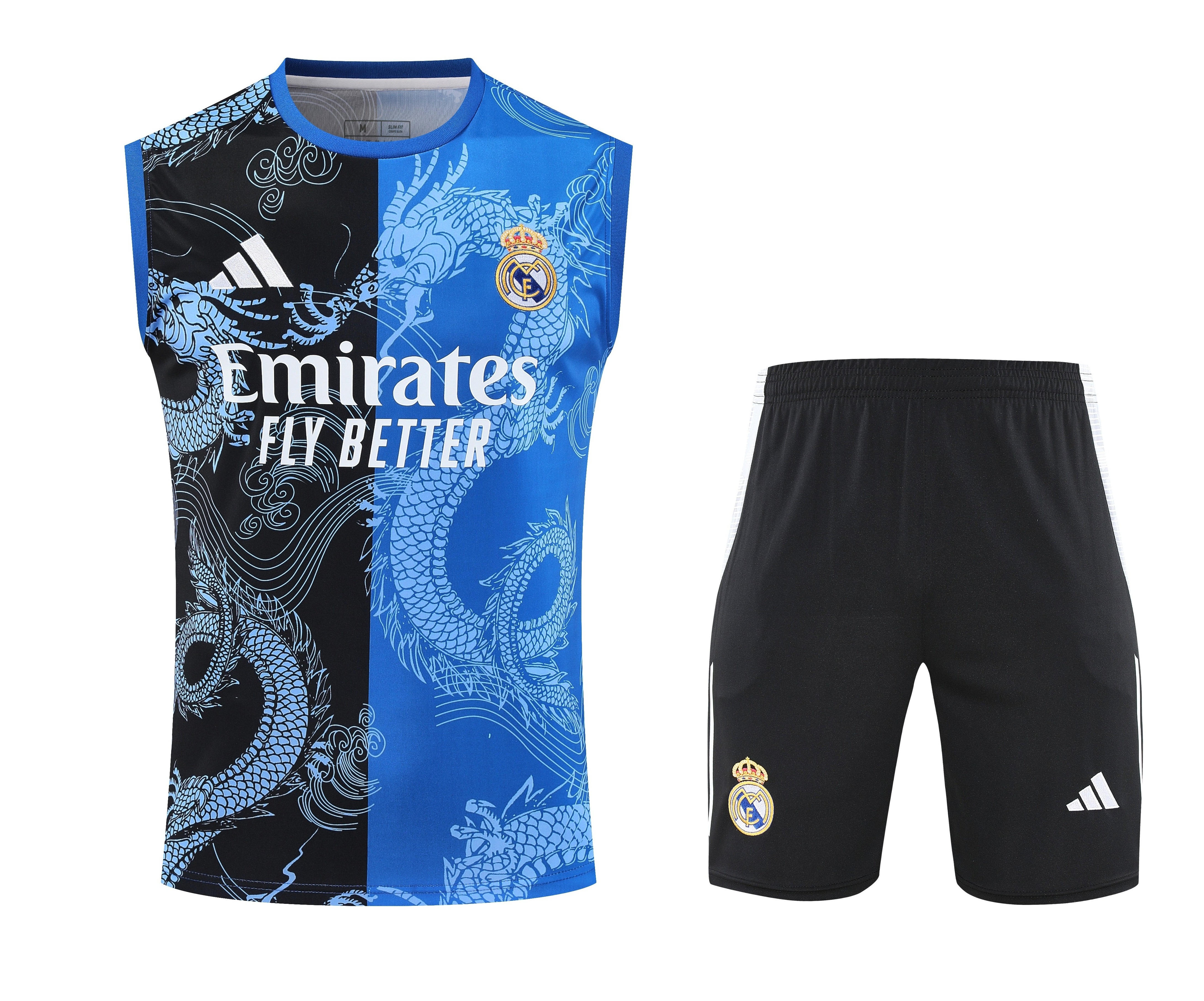 2025-26 Real Madrid vest training suit black blue - adult suit