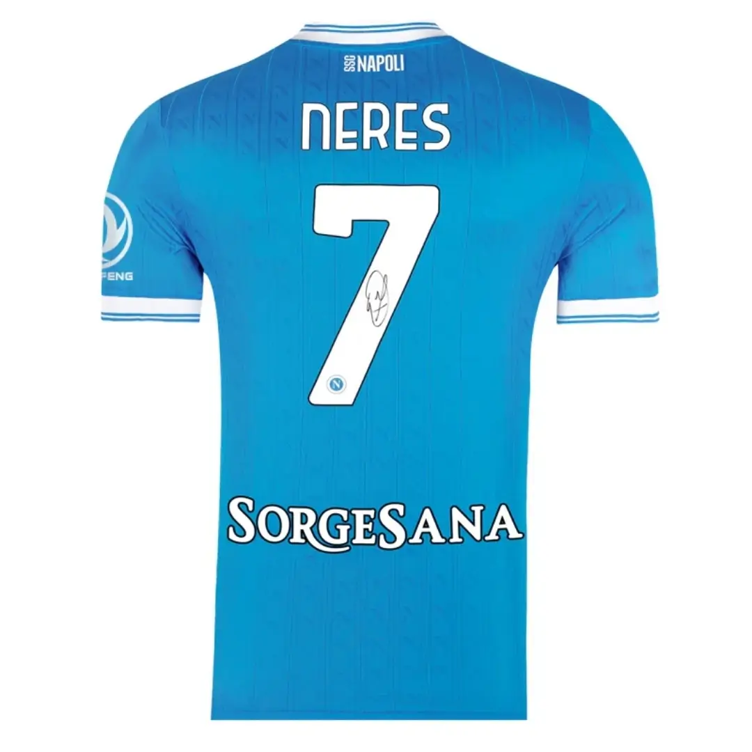 Napoli Home Soccer Jersey 2025/26 Signed by Neres #7