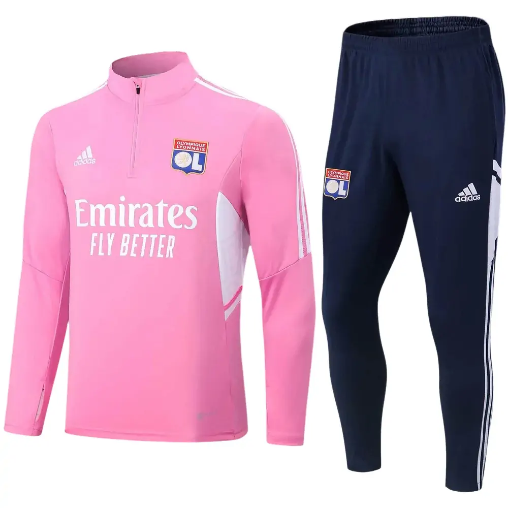 2022/2023 Lyon Half-Pull Training Suit Pink Football Shirt Set