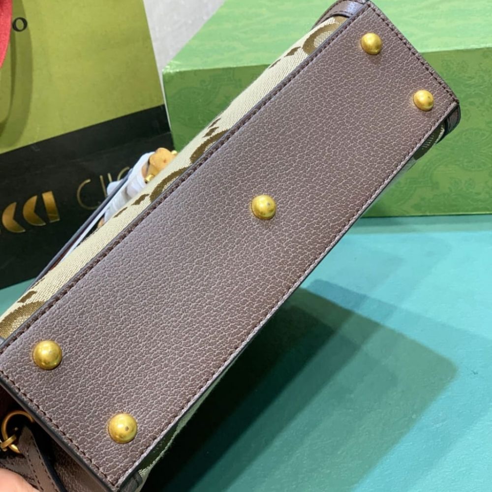 Gucci Diana Small Shoulder Bag Jumbo GG Camel Ebony 9.8 Inches