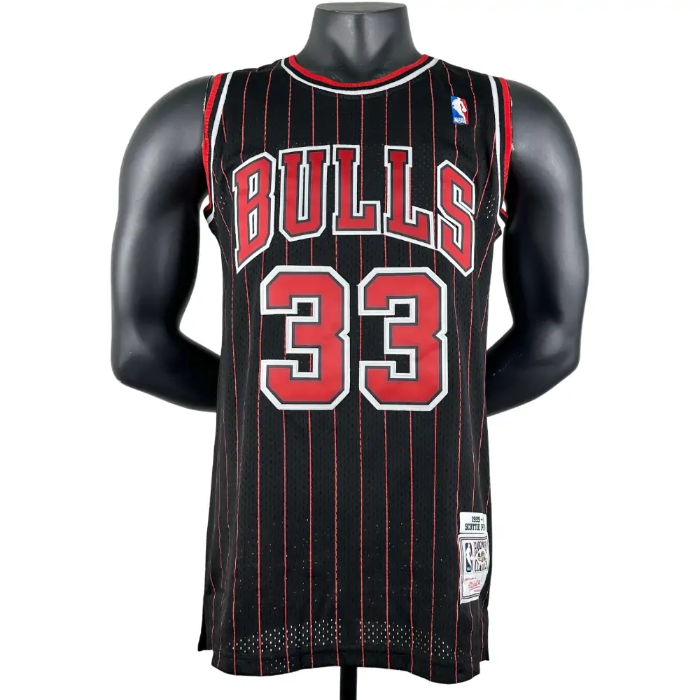 Embroidered MN retro jersey, Bulls 97/98 season, black stripes, No. 33 Pippen