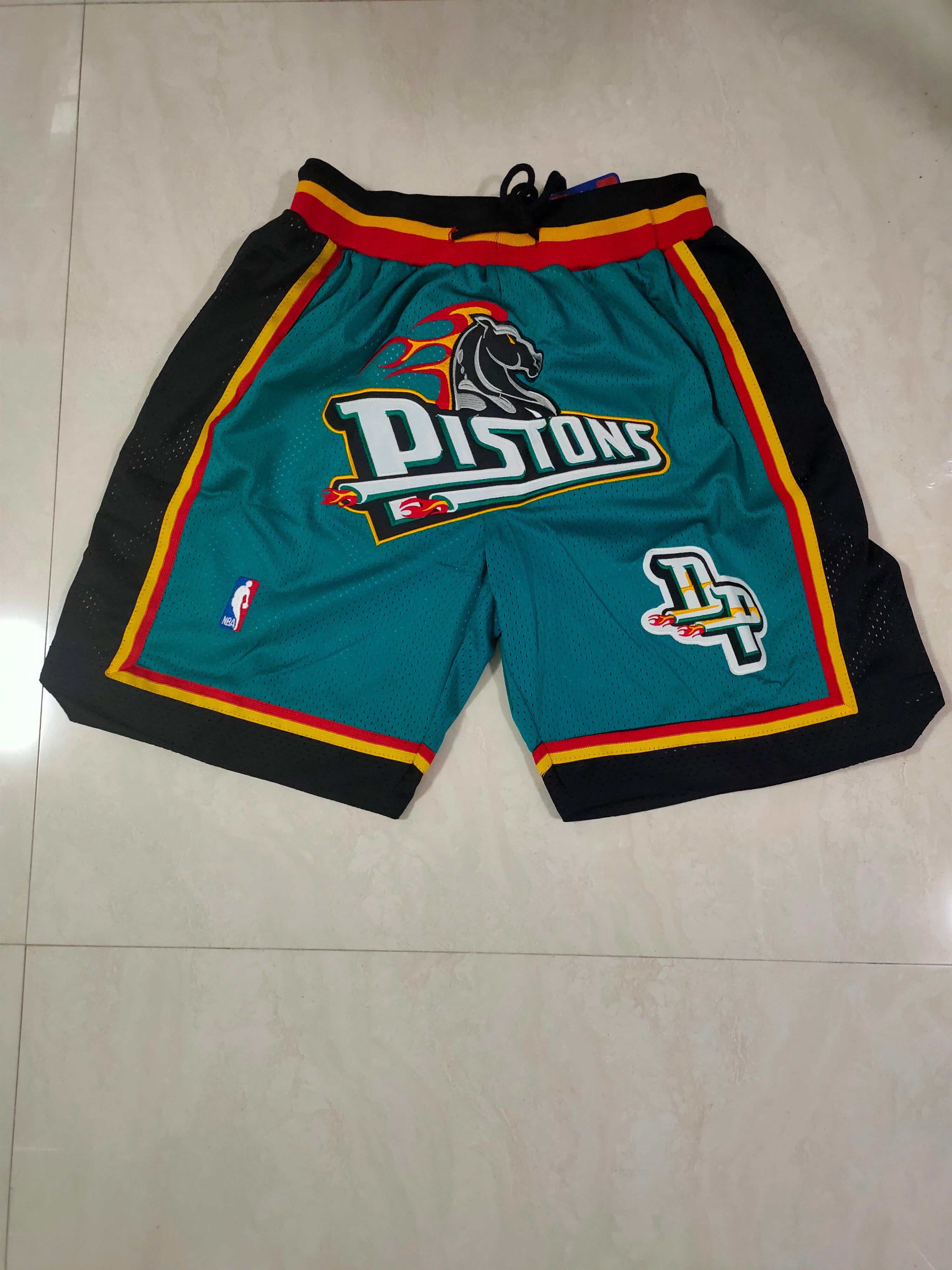 Detroit Pistons High Horsehead Green Juston Retro Pocket Shorts