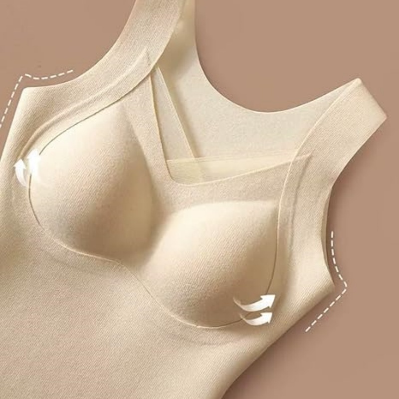 Women’s Sleeveless Fleece Lined Thermal Tank Top with Built-in Bra