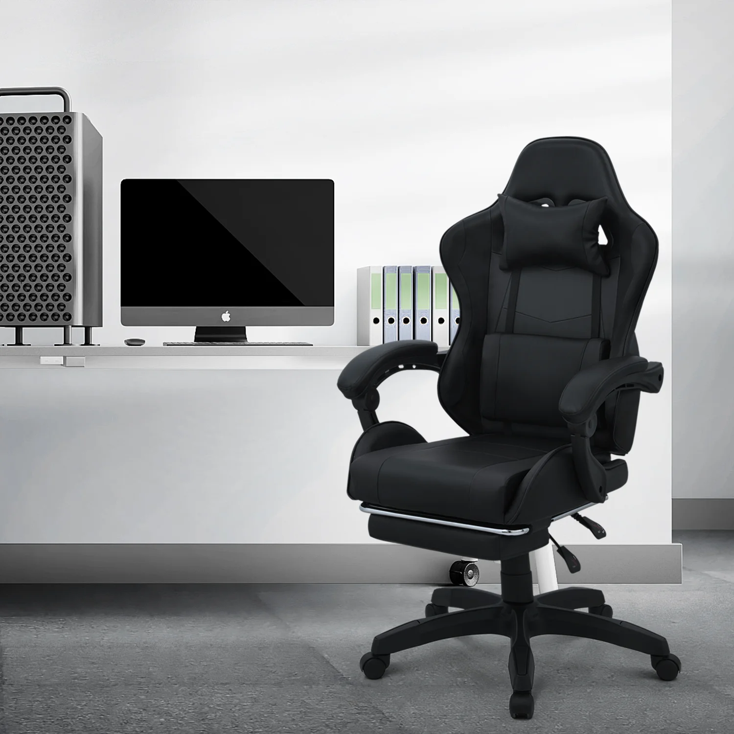 Magshion Adjustable Gaming Chair, Ergonomic PC Computer Seat with Headrest and Lumbar Support for Adults Teens Desk Chair, Black