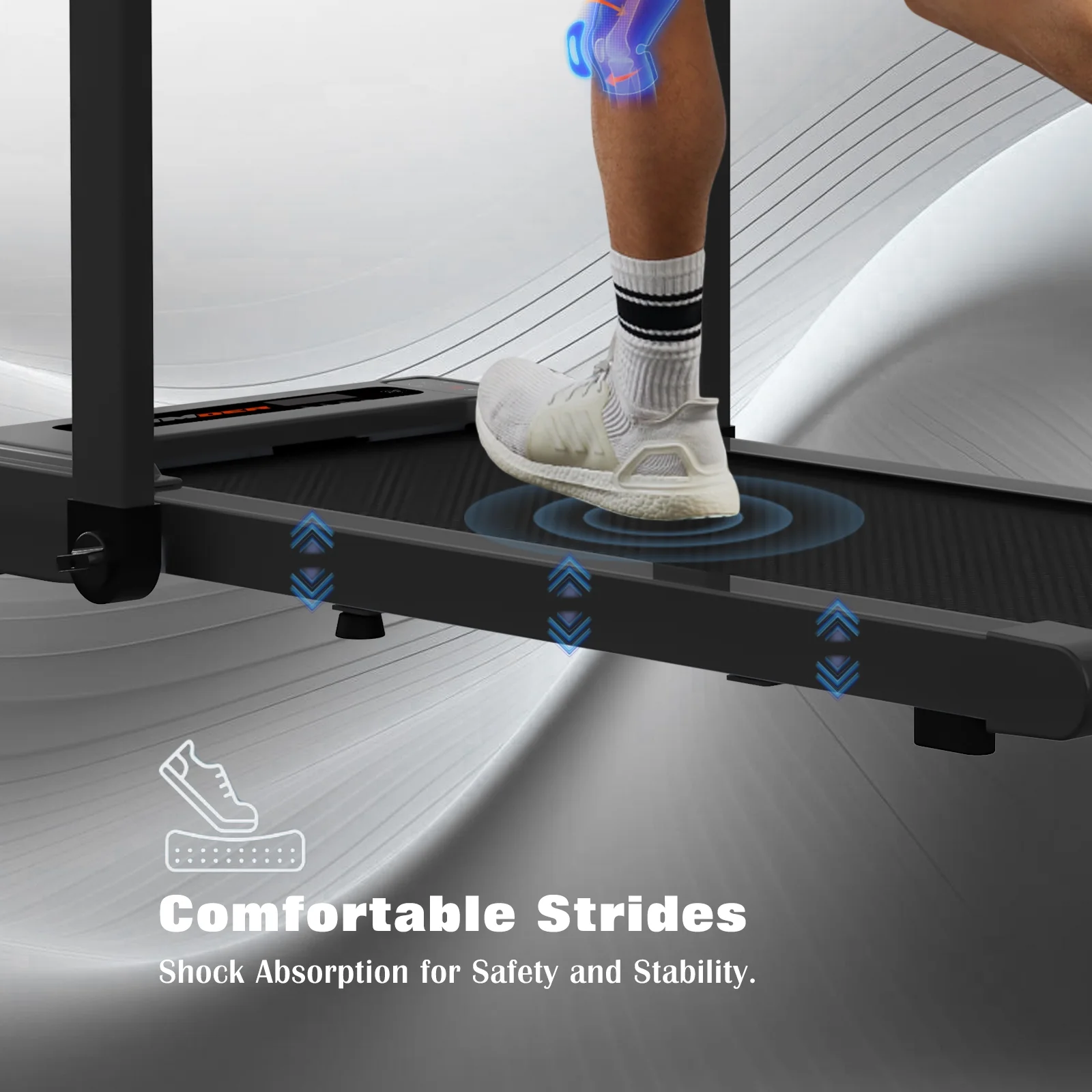 [TREADMILL CLEARANCE] FYC 2.5HP Folding Treadmill with Adjustable Height Desk & Incline - Compact Electric Treadmill Bluetooth Speaker for Running Walking Foldable Portable  (Silver)