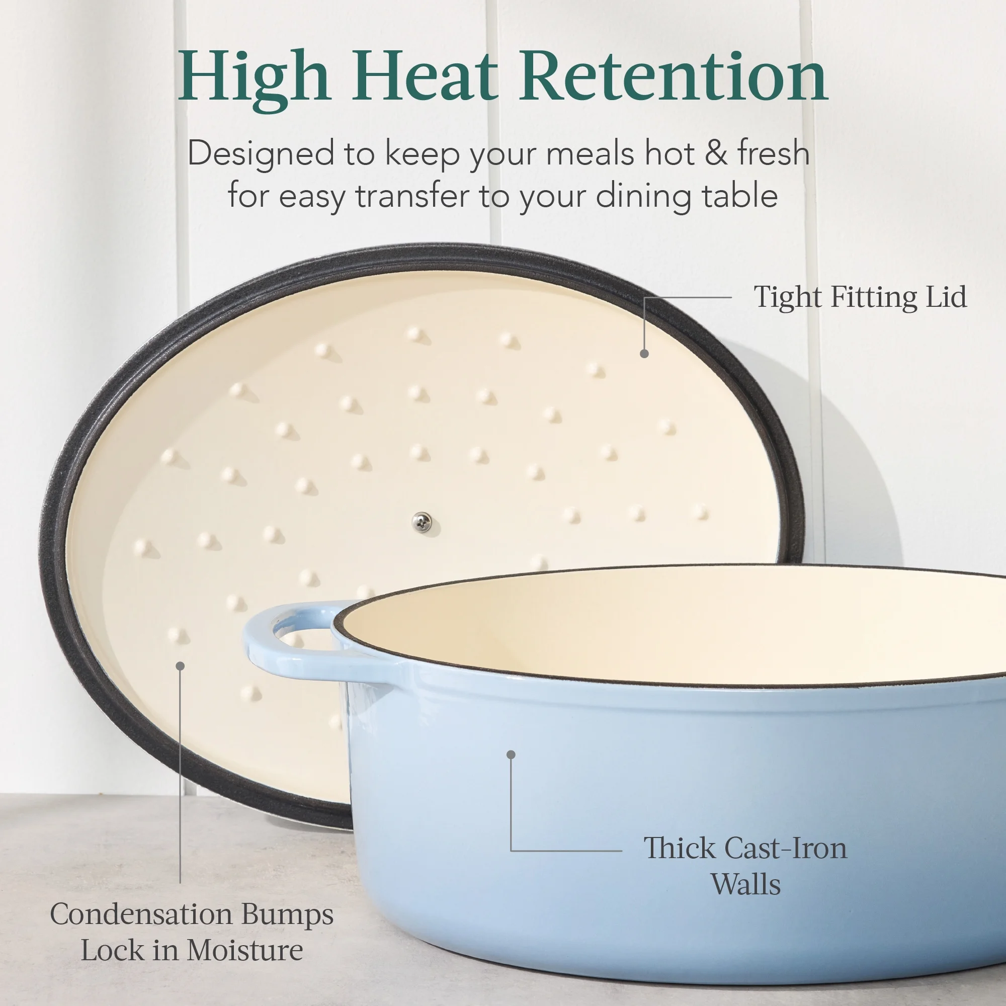 Best Choice Products Oval 7.5 Quart Cast-Iron Dutch Oven, Heavy-Duty w/ Enamel, Side Handles - Vanilla Buttercream