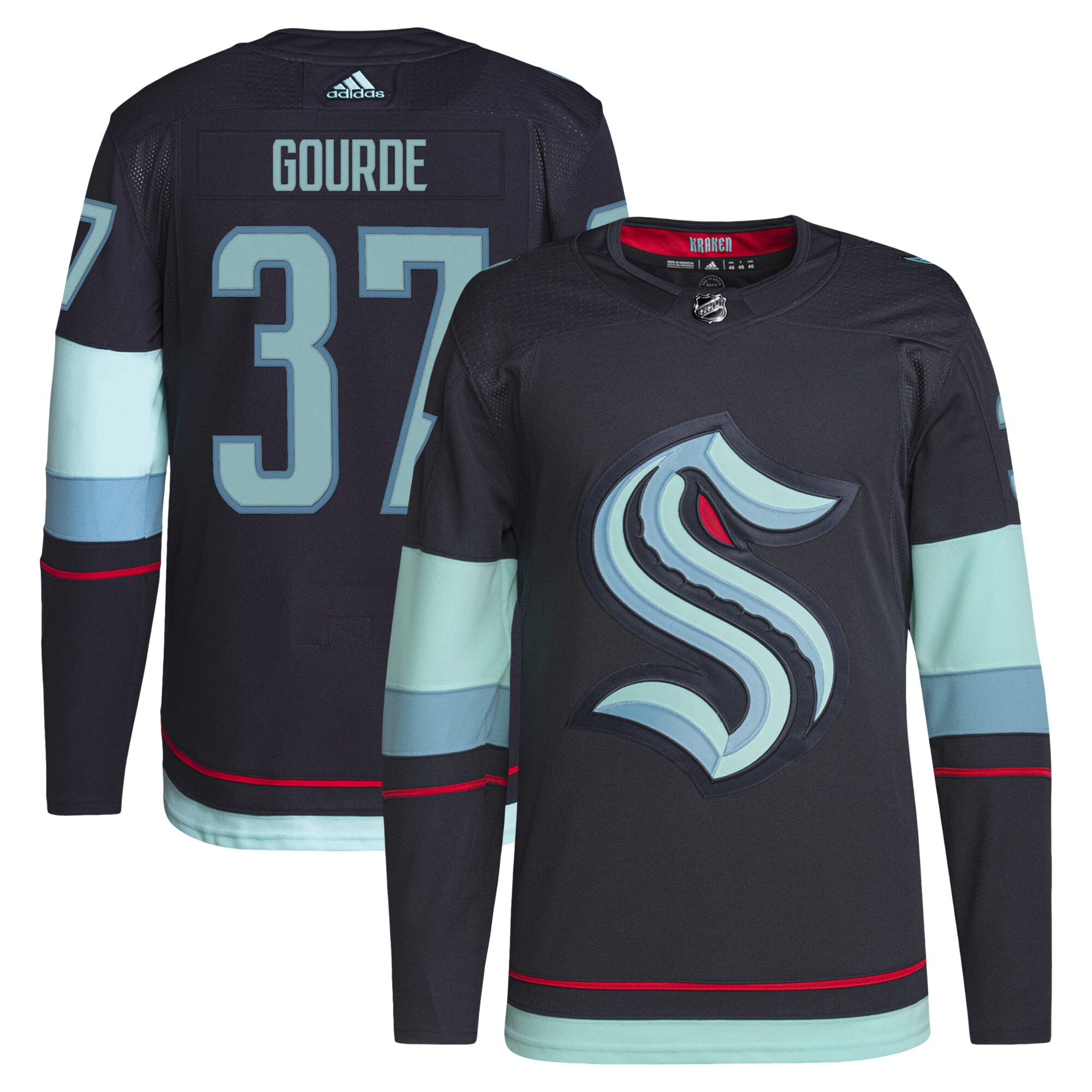 Yanni Gourde Seattle Kraken  Home Primegreen  Pro   Jersey – Deep Sea Blue