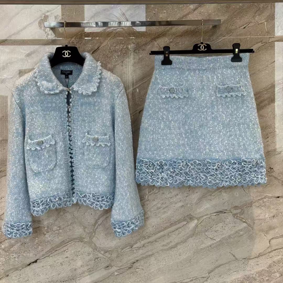 Embroidered lace knitted set