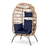 Eclife Outdoor Egg Chair Patio Wicker Lounge Chair with White Cushion Pillow for Home Pool Porch Garden Balcony
