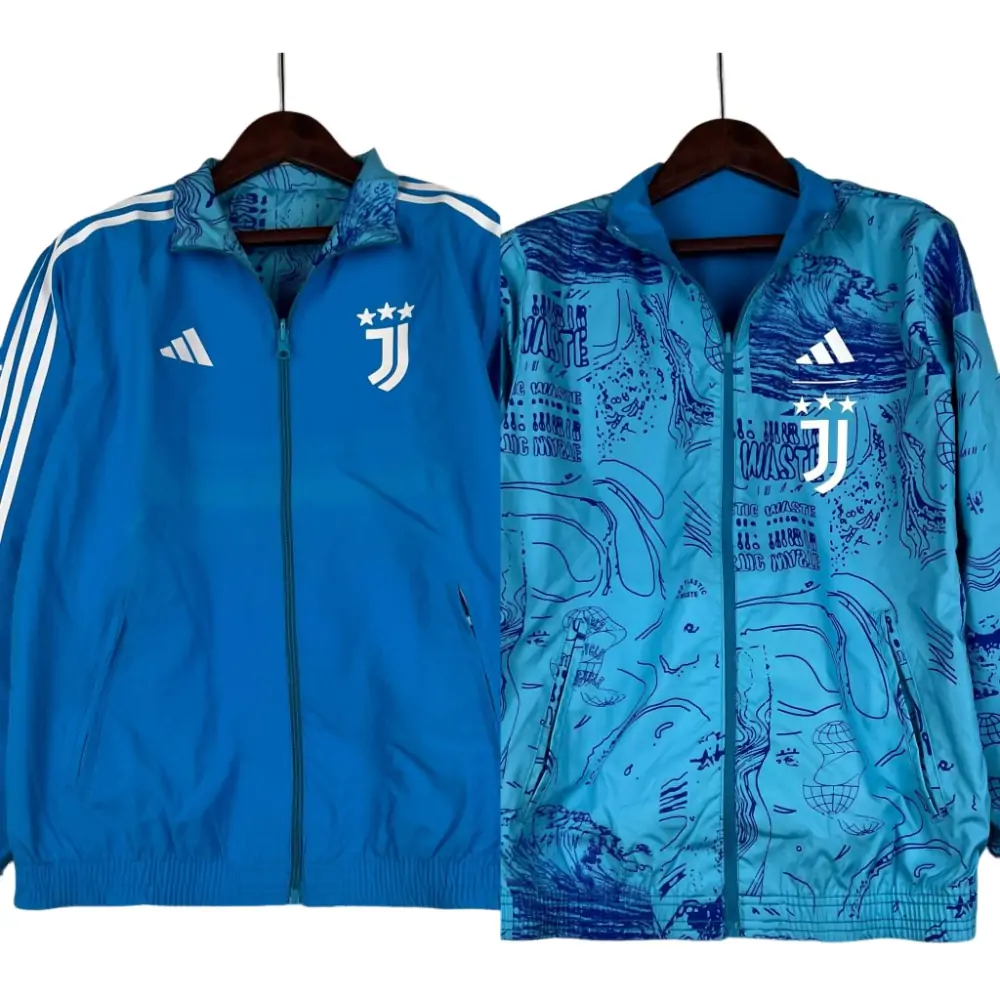 2023-2024 Juventus Reversible Windbreaker Blue Soccer Jersey 1:1 Thai Quality